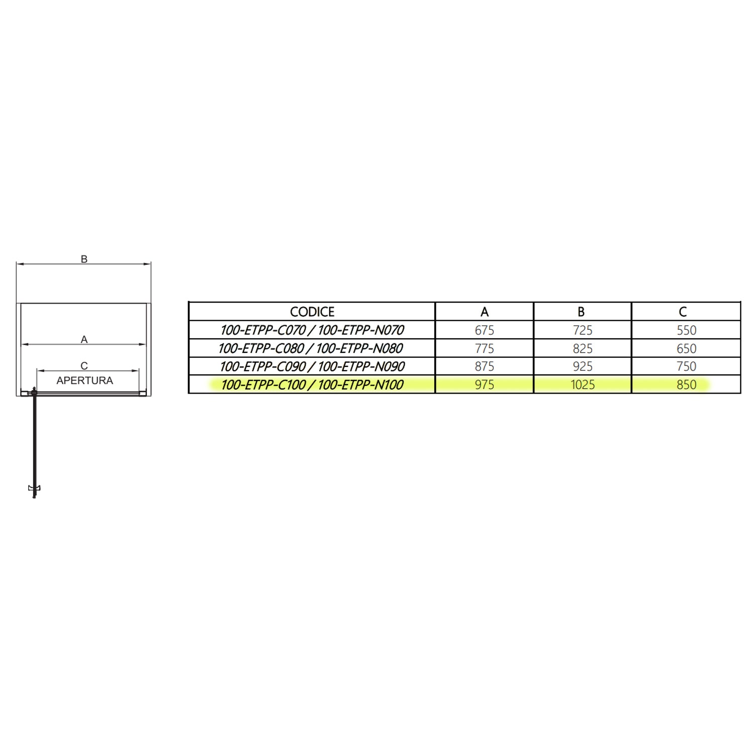 Porta doccia pivotante DocciaGo serie Satin cm 100 - Nero 3