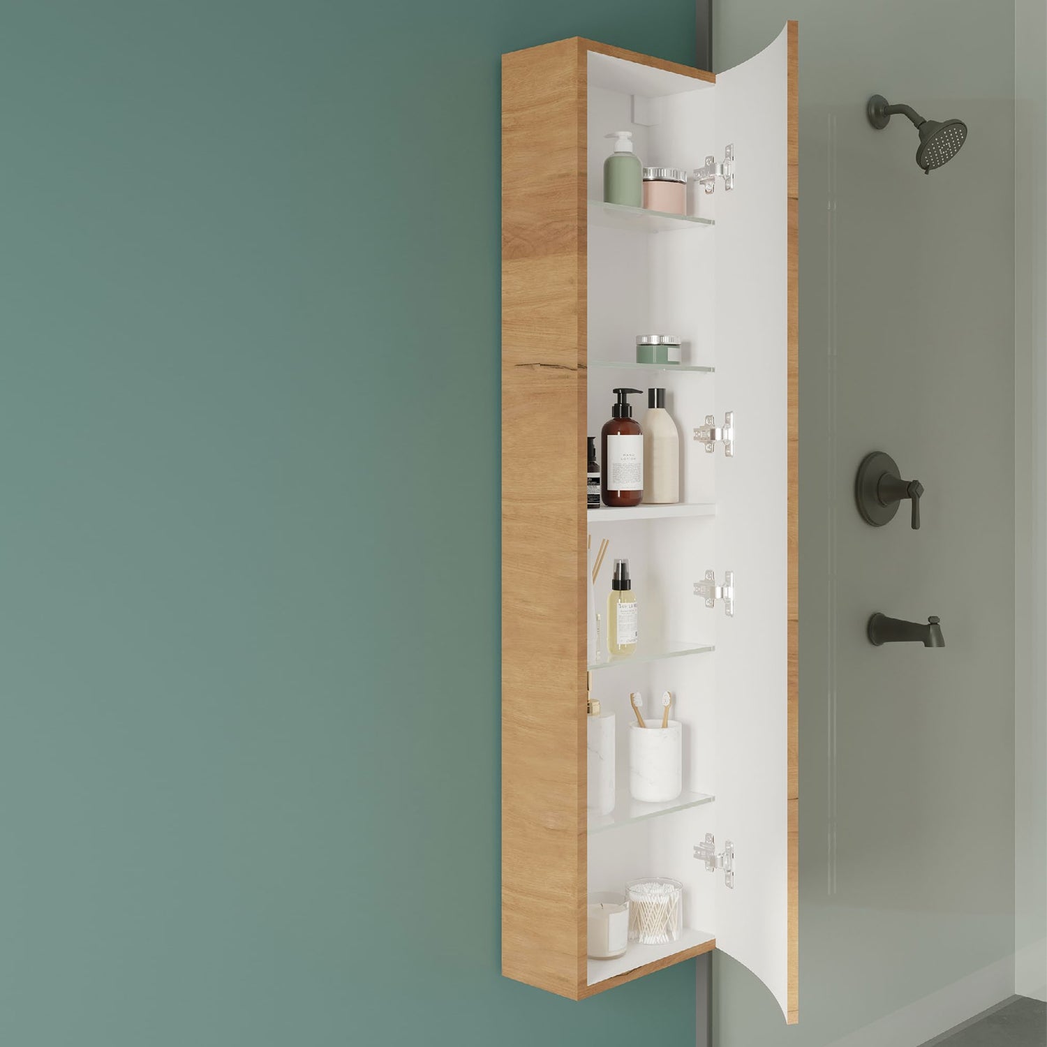 Colonna bagno 1 anta color Rovere Oro - Cubi&Co collezione Onde 3