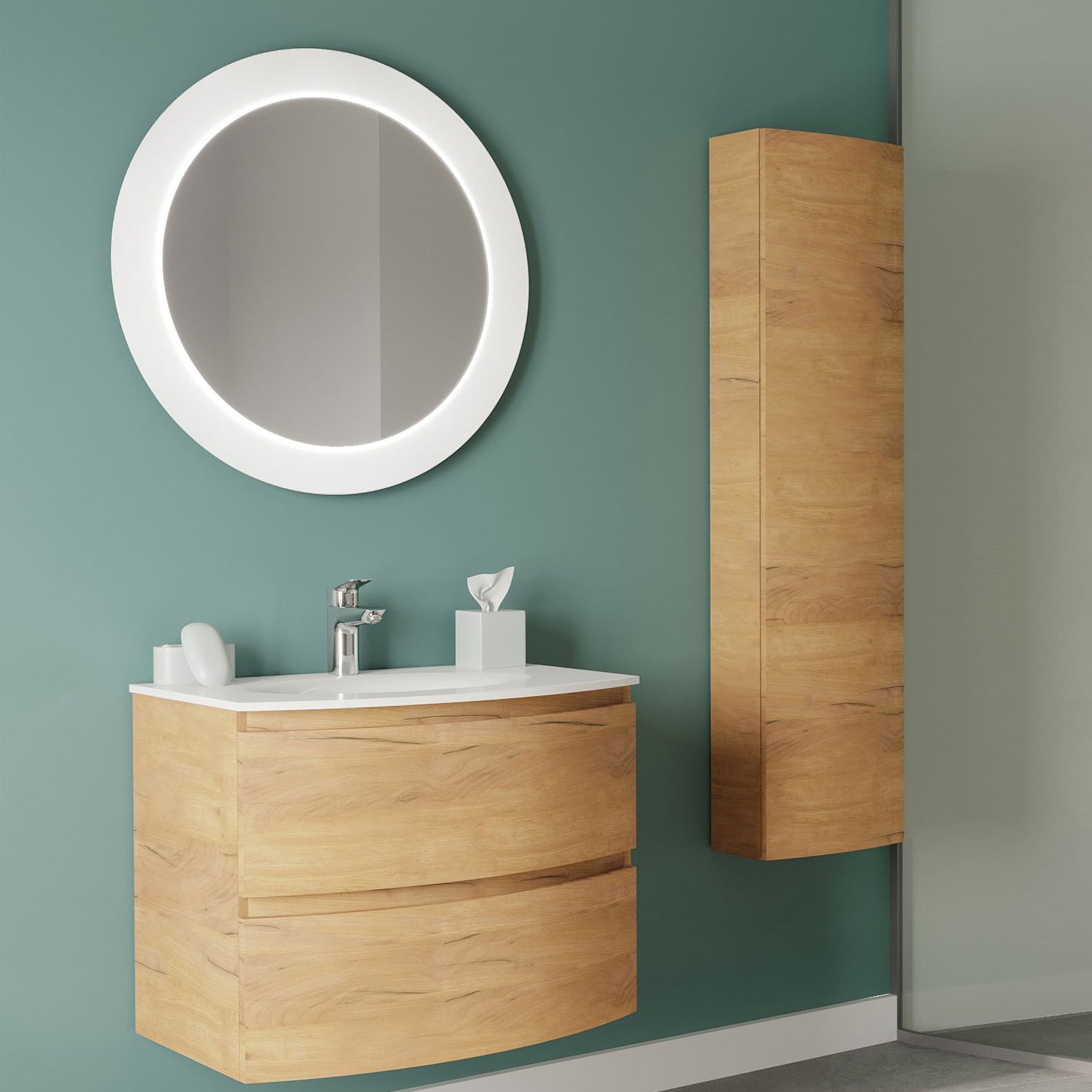 Colonna bagno 1 anta color Rovere Oro - Cubi&Co collezione Onde 2