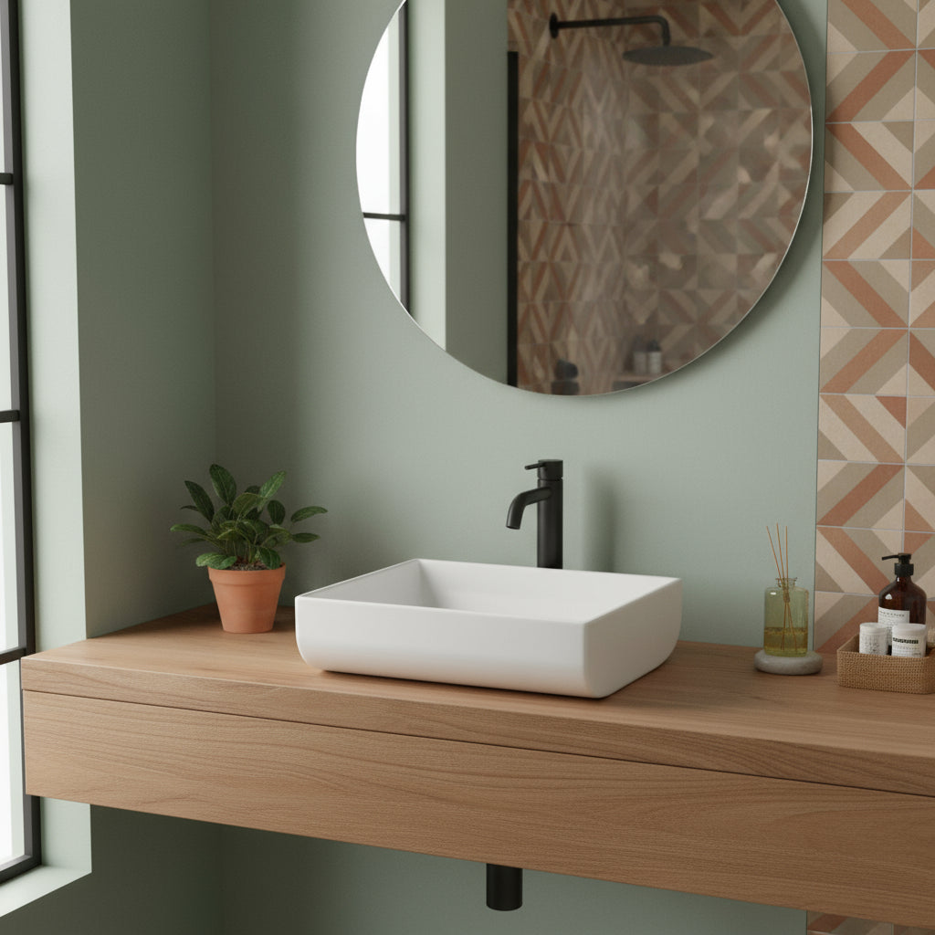 Lavabo da appoggio Azzurra linea Leuca 45x39 cm - Bianco lucido