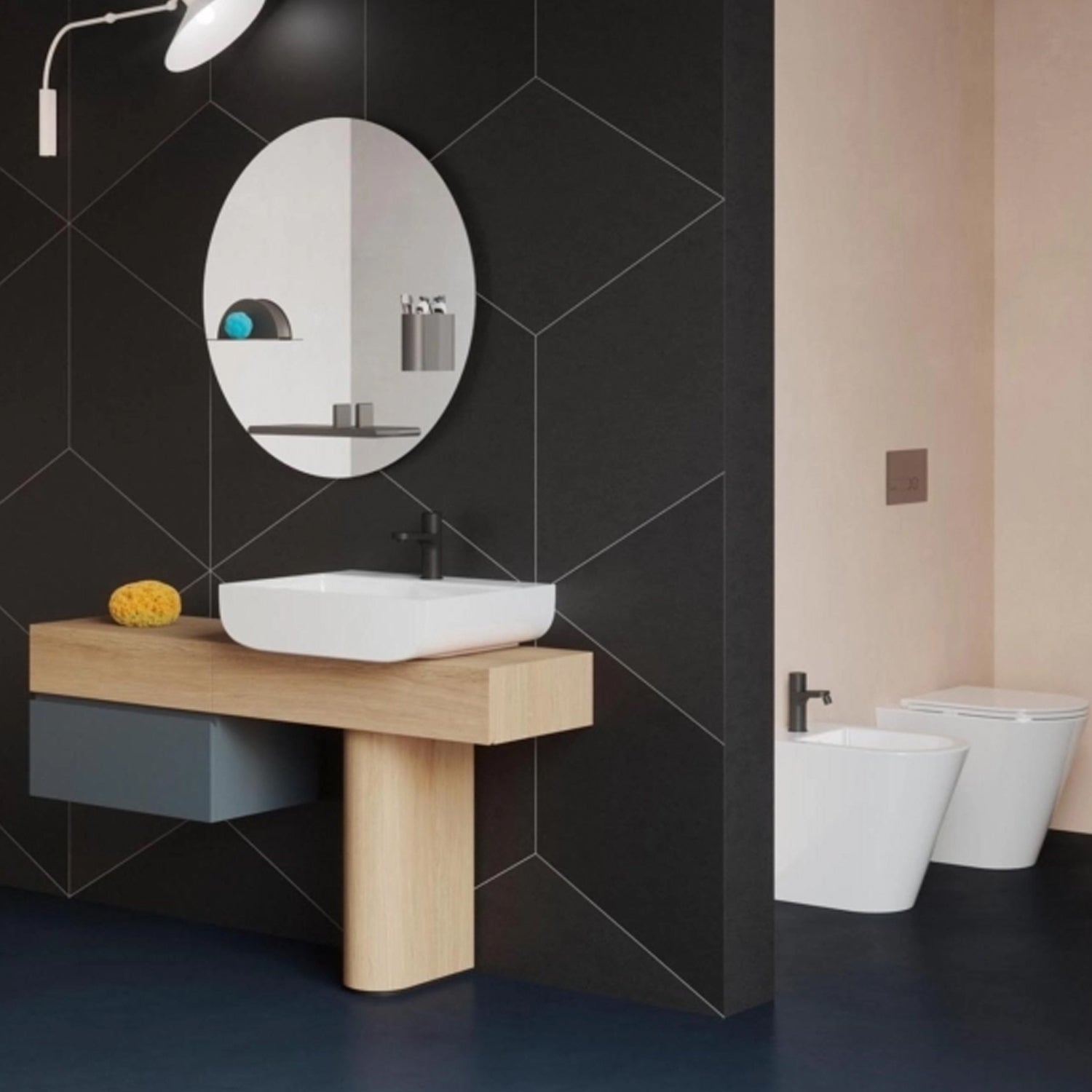  Lavabo da appoggio Azzurra linea Leuca 60x45 cm - Bianco lucido