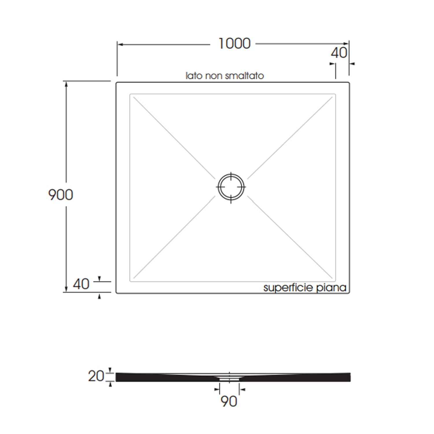  Piatto doccia rettangolare in ceramica SoloDue 100x90cm nero lucido by CeramicStore | Lo specialista del tuo bagno