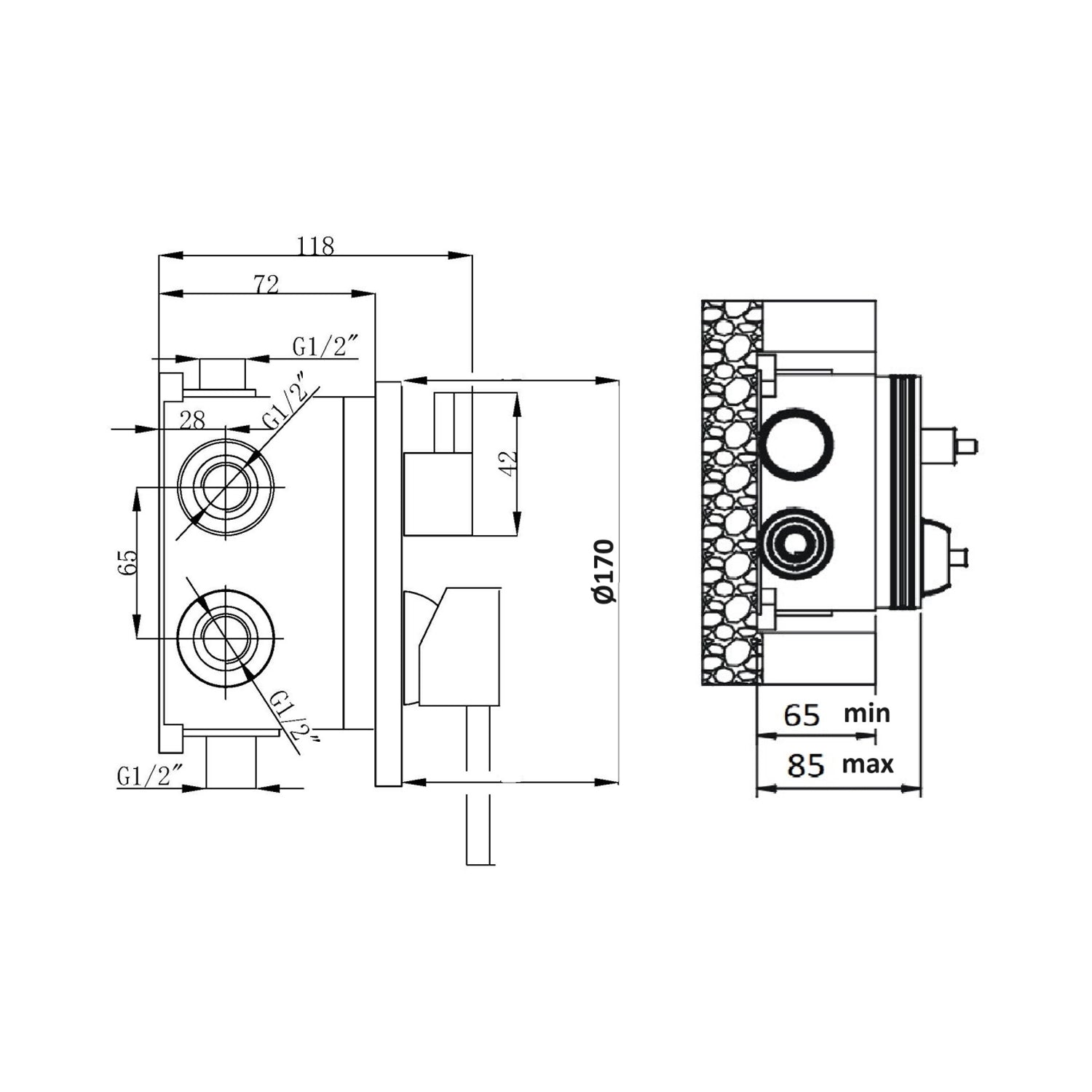  Composizione di miscelatori per lavabo incasso easy box squadrato