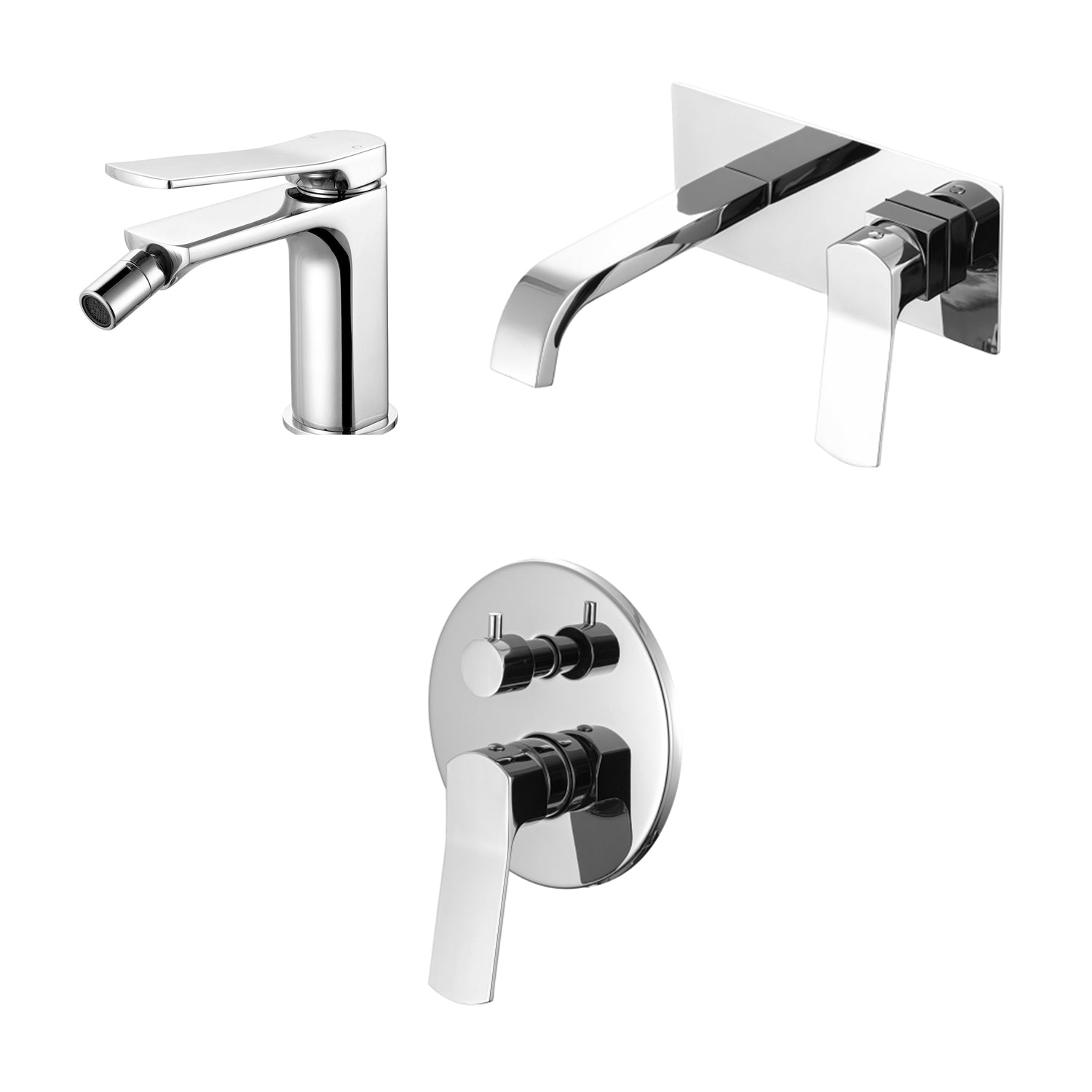 Composizione di miscelatori per lavabo incasso con easy box squadrato