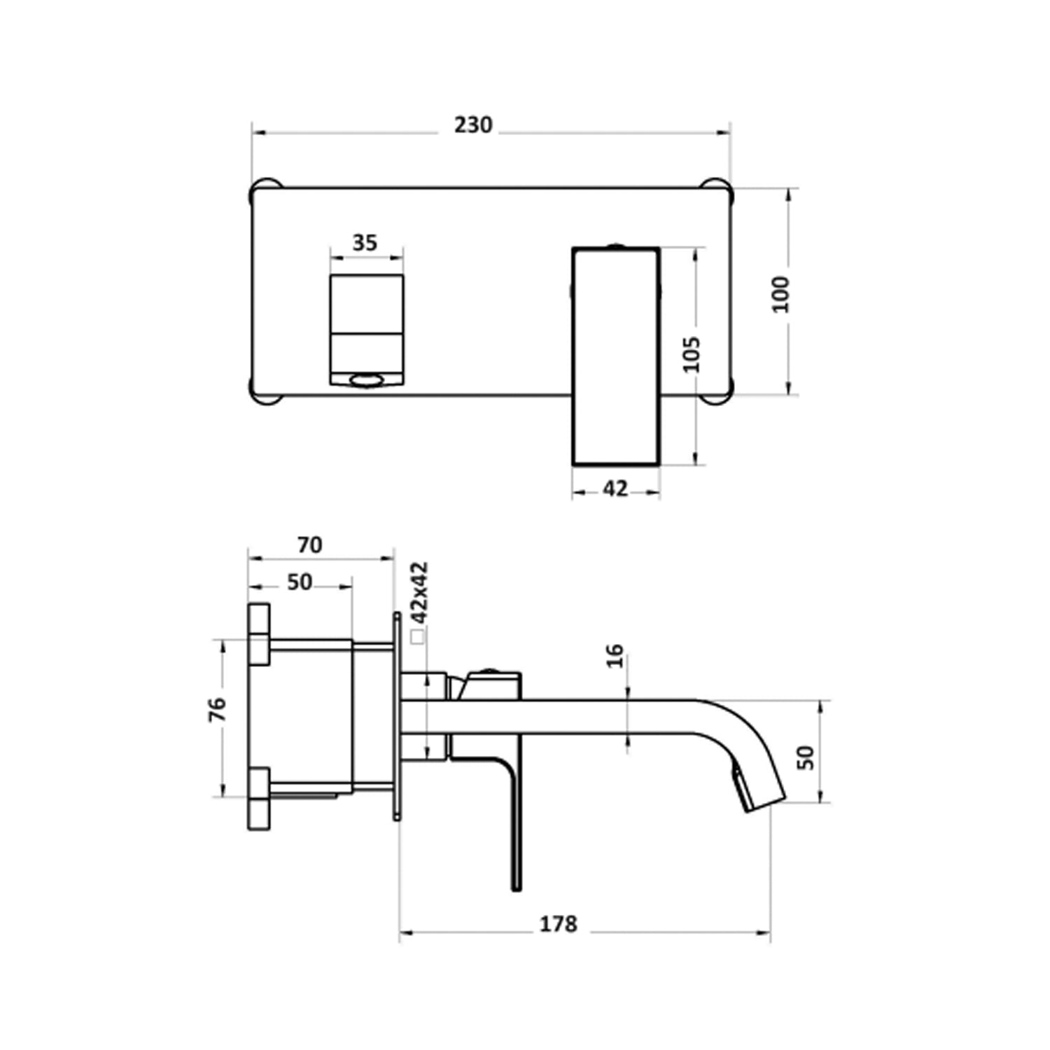 Composizione di miscelatori per lavabo incasso easy box squadrato