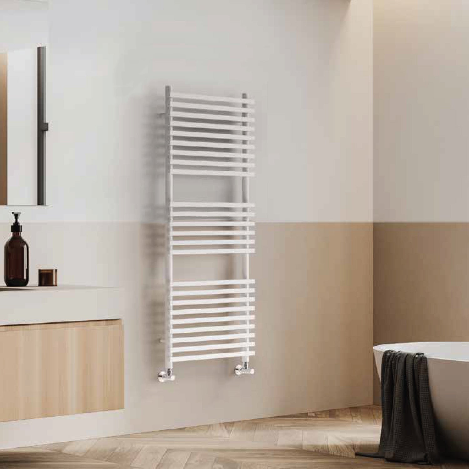 Termoarredo idraulico modello Trapani di Lazzarini 1170x500 dritto - Bianco by CeramicStore | Lo specialista del tuo bagno