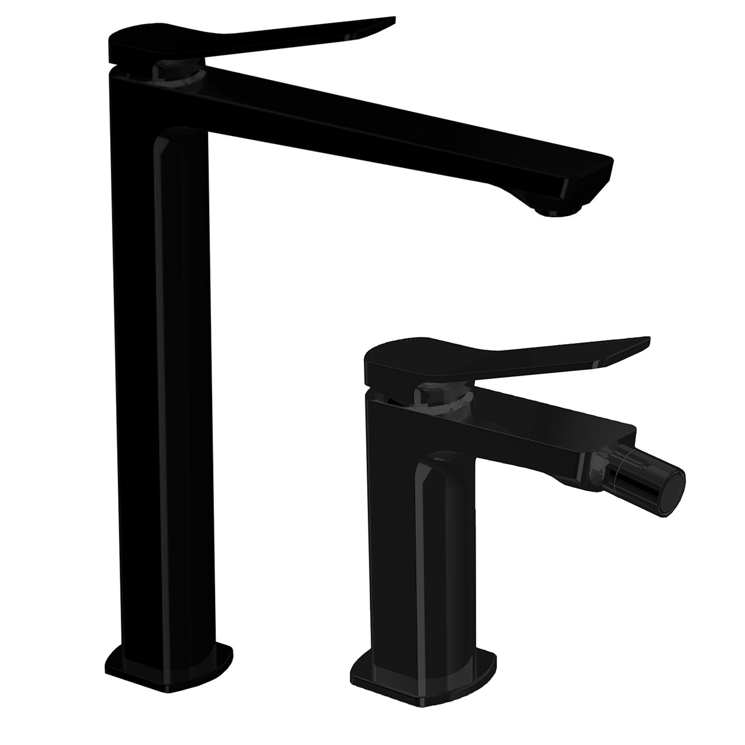 Set miscelatori lavabo alto e bidet in ottone modello Tilt Paffoni Nero Opaco by CeramicStore | Lo specialista del tuo bagno