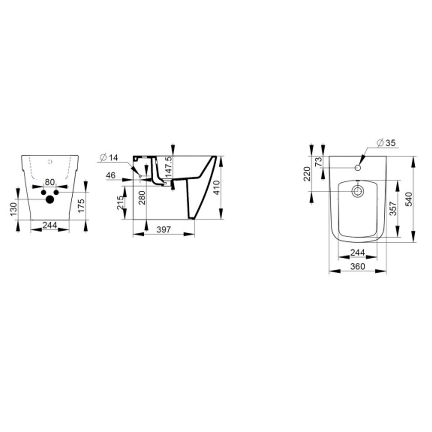  Coppia sanitari filomuro Ceramica Dolomite modello Mia 54x36 cm con sedile Softclose
