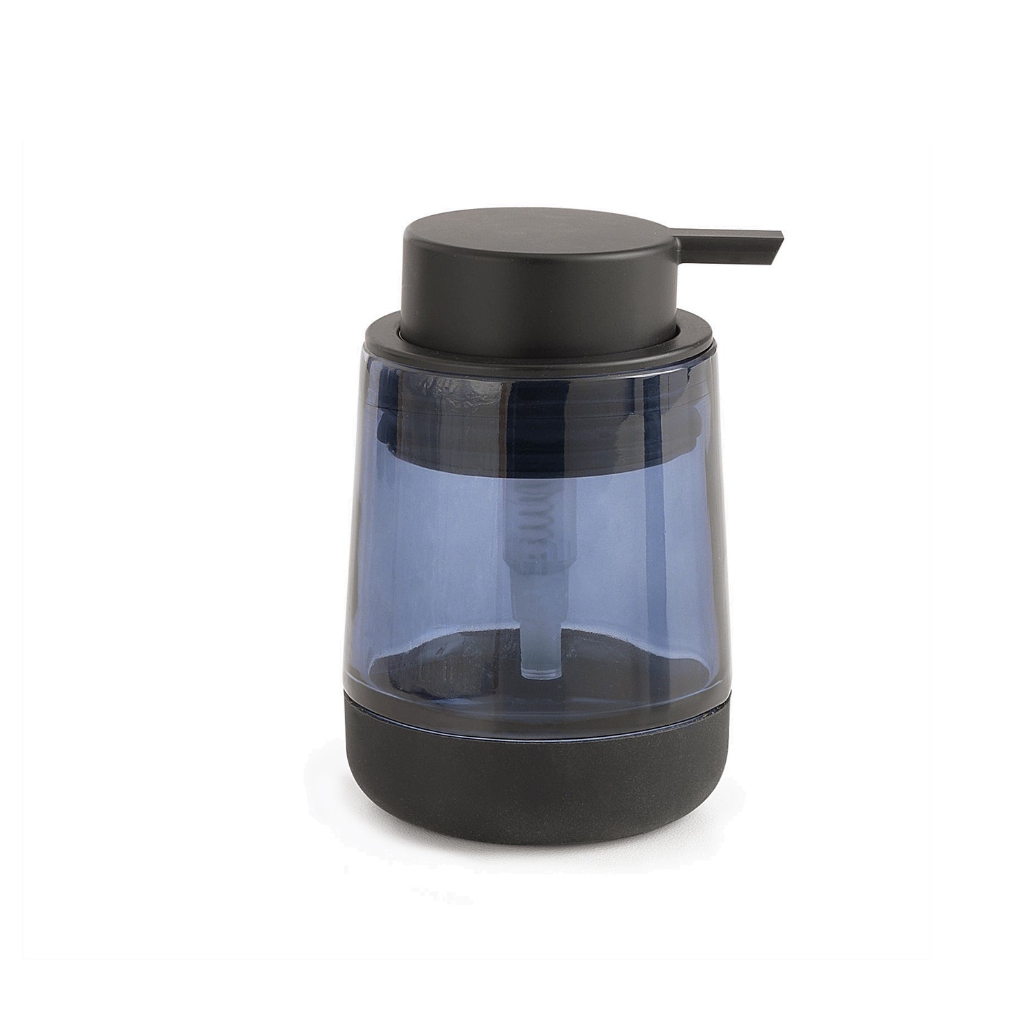 Dispenser sapone in vetro con erogatore in plastica nera Gedy serie Nicole - Blu