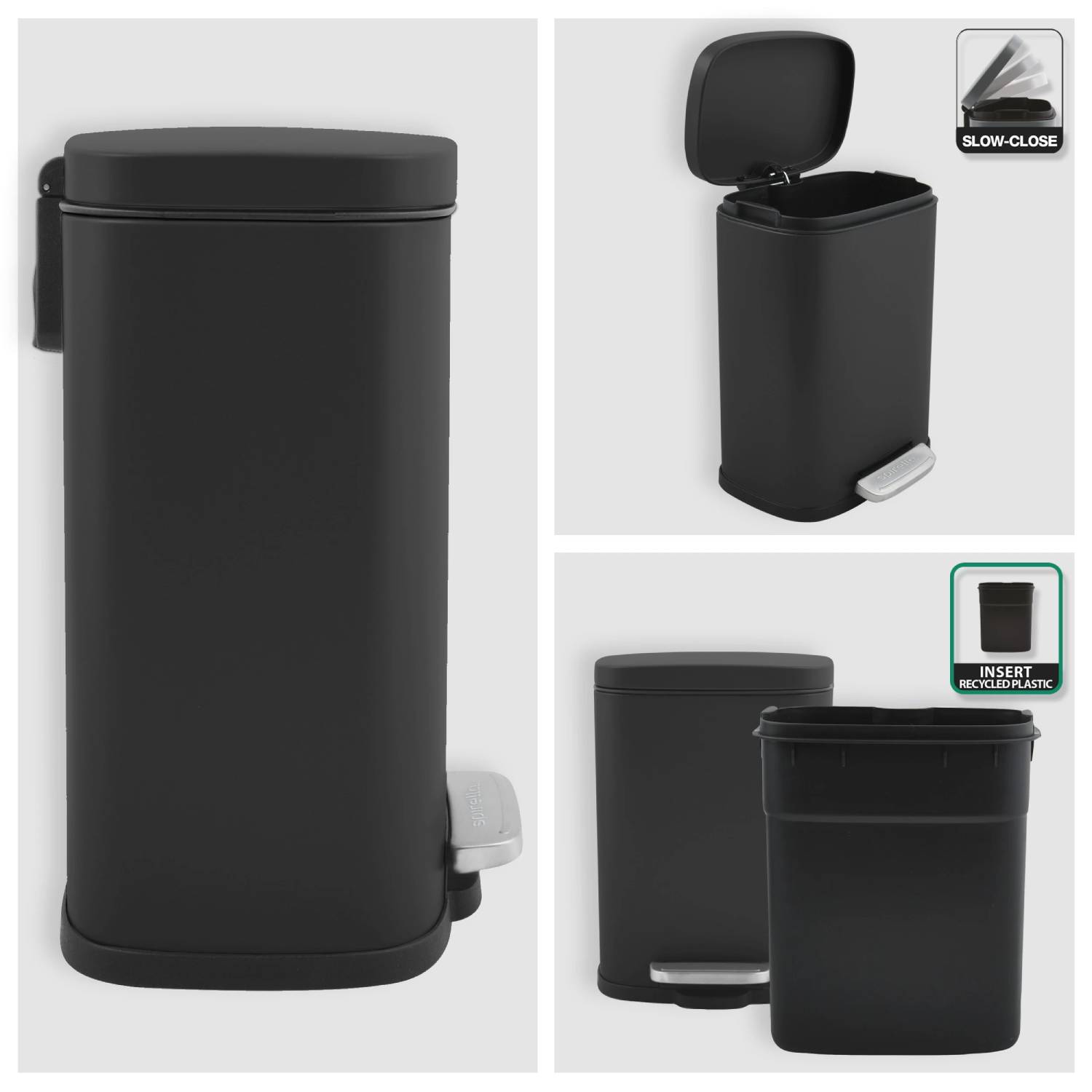  Pattumiera a pedale modello Akira 5 Lt. colore nero opaco by CeramicStore | Lo specialista del tuo bagno