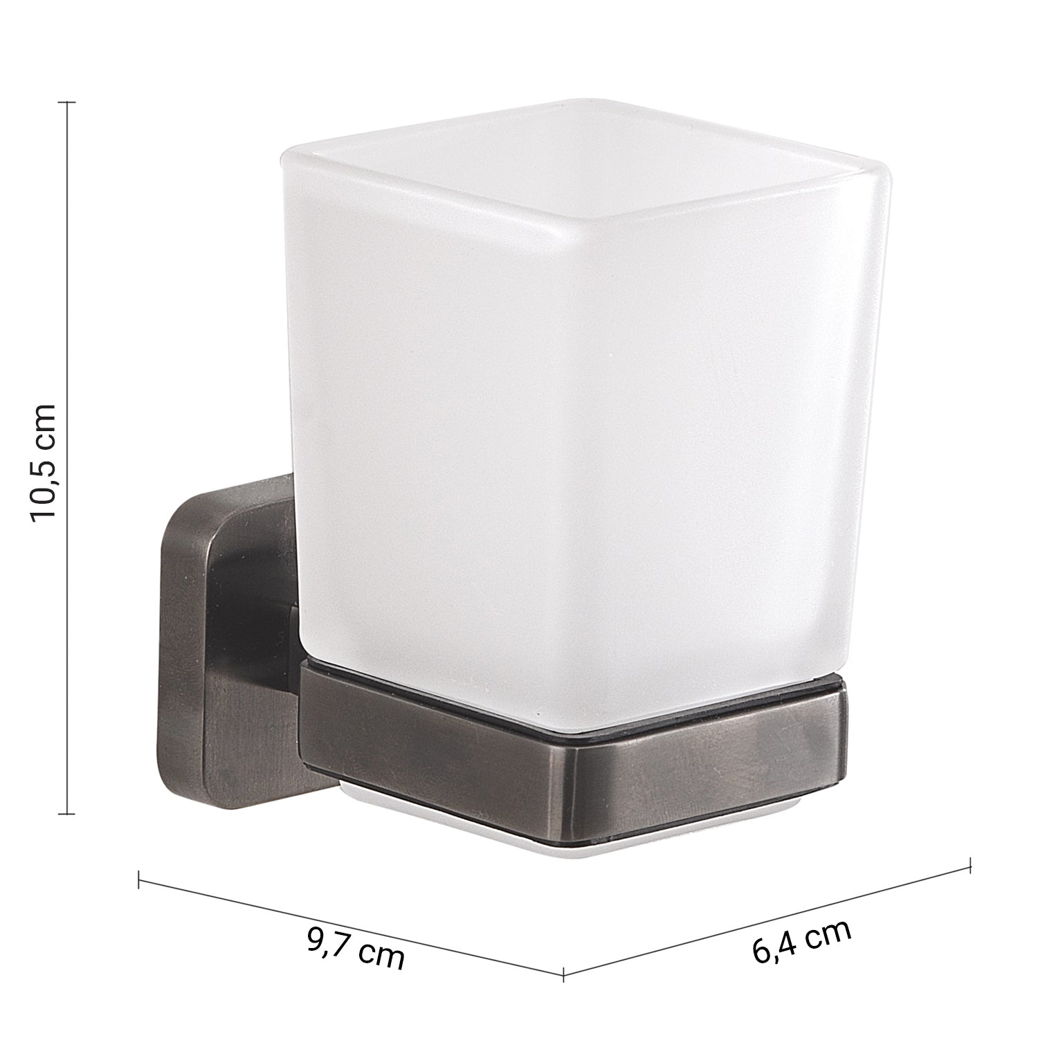  Portaspazzolini Gedy modello Tonga 6.4x9.7x10.5H - Gun Metal