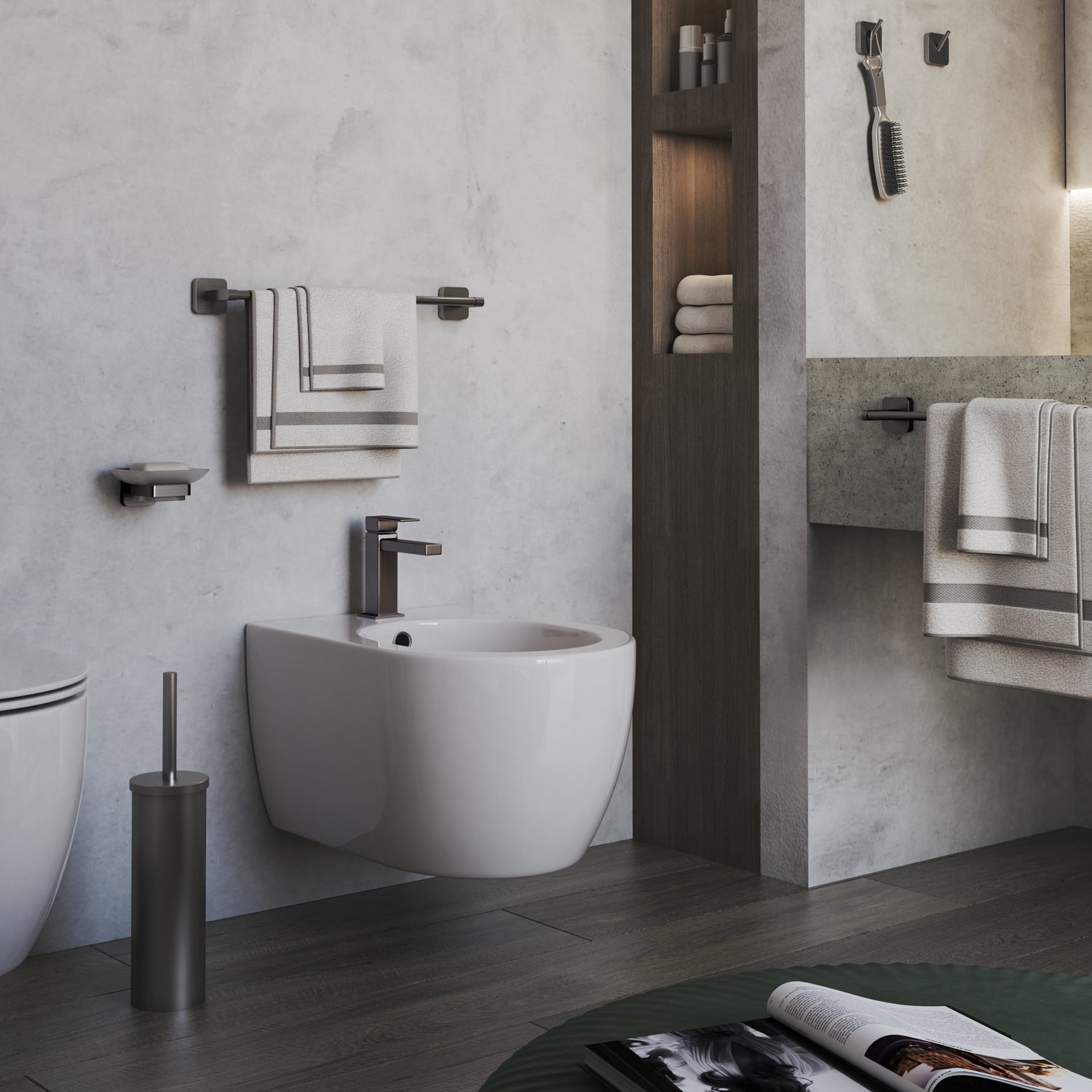  Portasalviette 45 cm Gedy modello Tonga 45x6.9xH4.7 cm - Gun Metal by CeramicStore | Lo specialista del tuo bagno