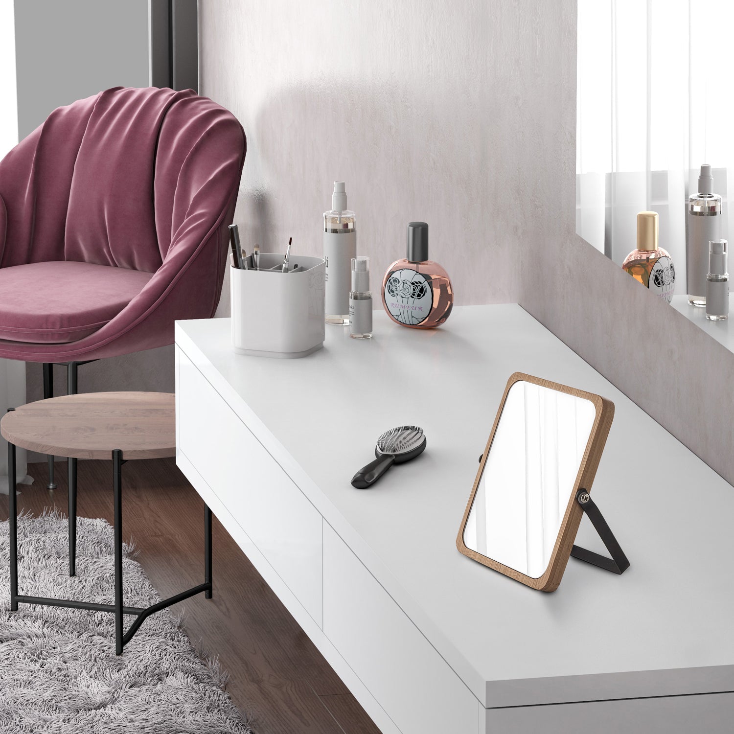  Specchio ingranditore bifacciale Midori di Gedy - Naturale/Nero Matt by CeramicStore | Lo specialista del tuo bagno