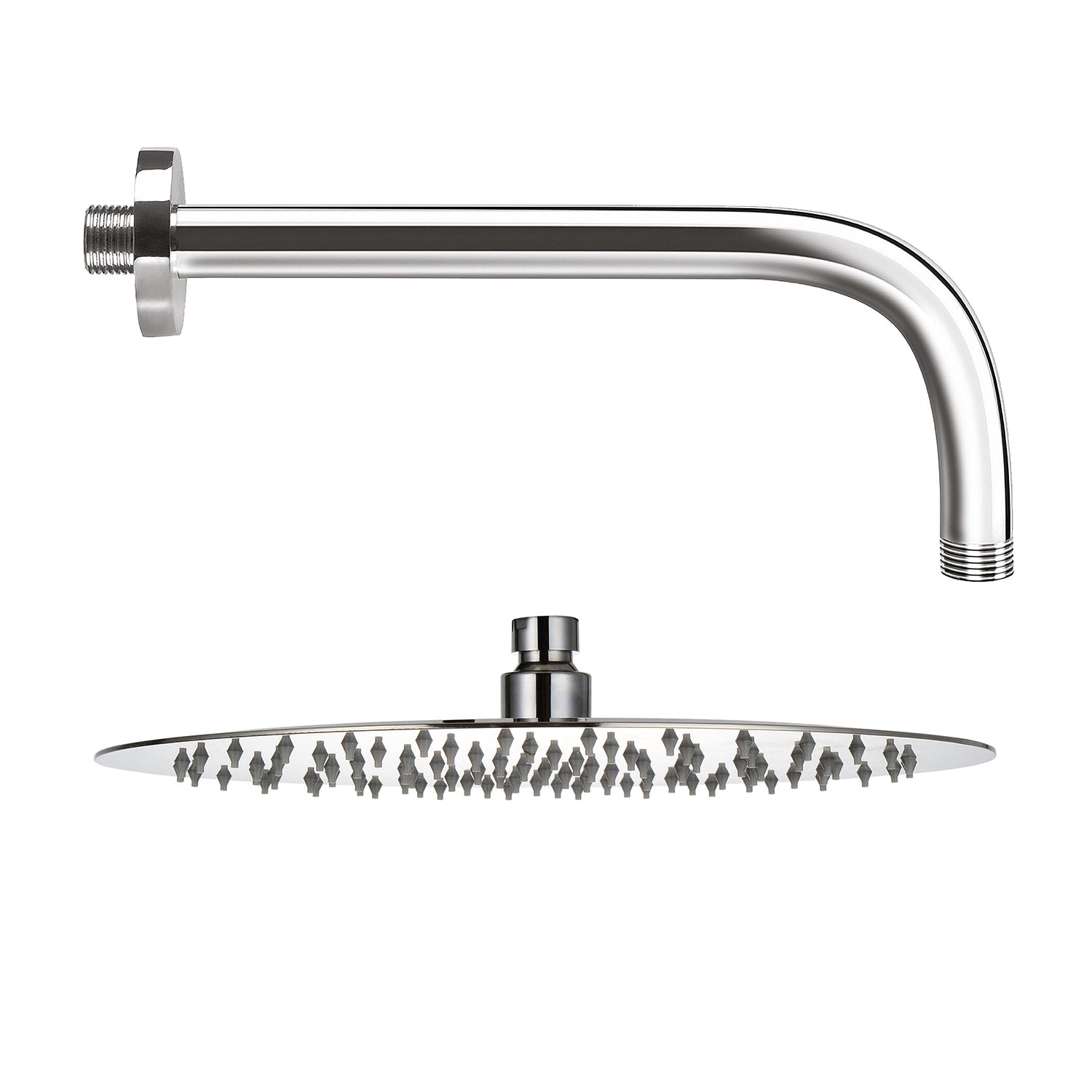 Soffione doccia tondo in acciaio inox da 25 cm completo di braccio doccia da 34 cm by CeramicStore | Lo specialista del tuo bagno