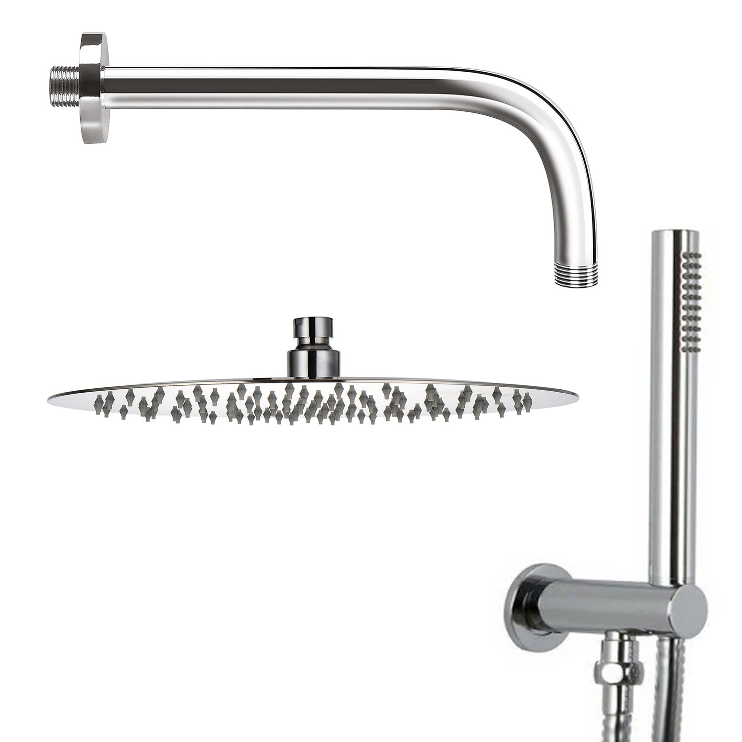 Kit doccia composto da soffione tondo diam 20 cm braccio doccia e set duplex by CeramicStore | Lo specialista del tuo bagno