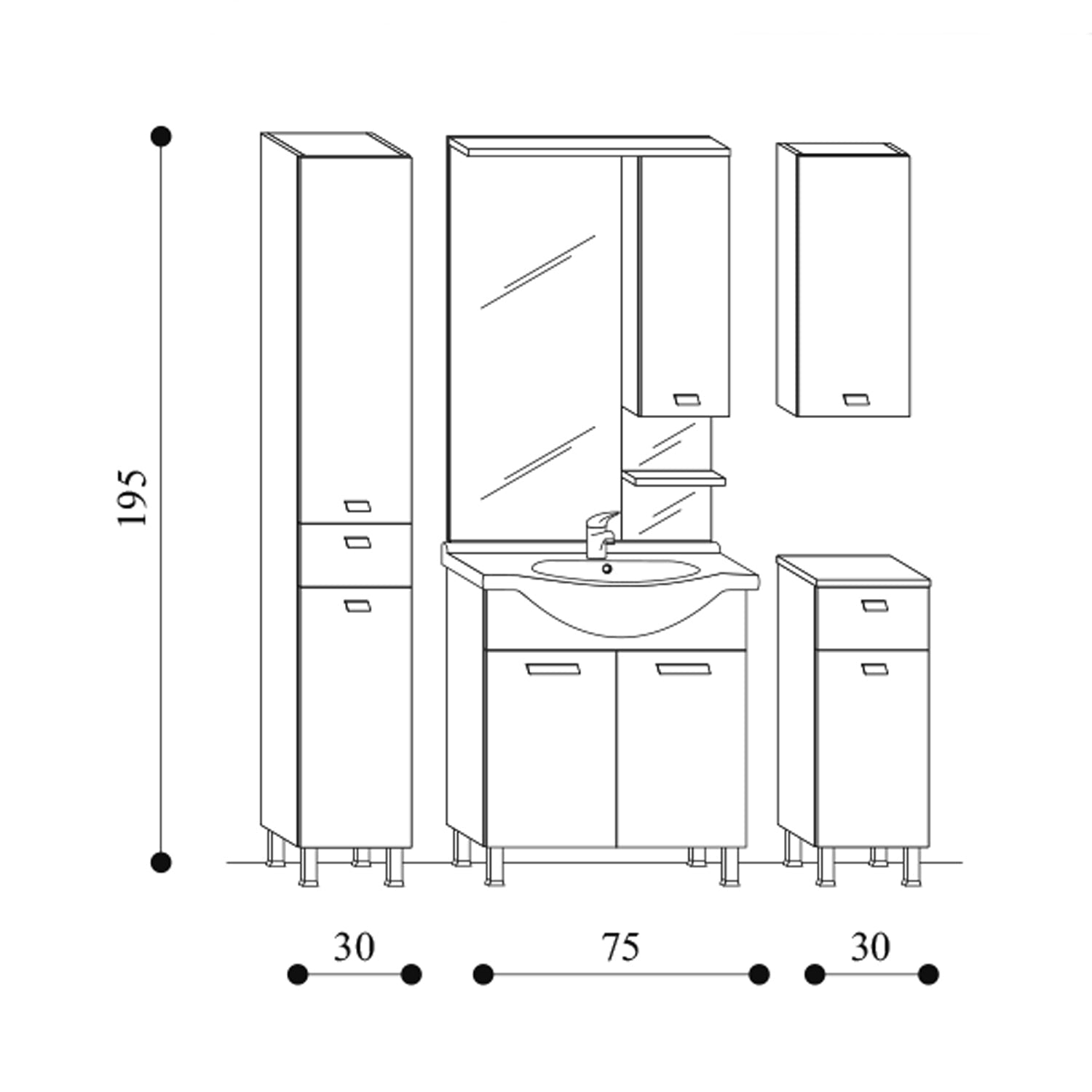  Mobile bagno a terra modello Rimini05 cm 135x195x47 laccato lucido bianco by CeramicStore | Lo specialista del tuo bagno