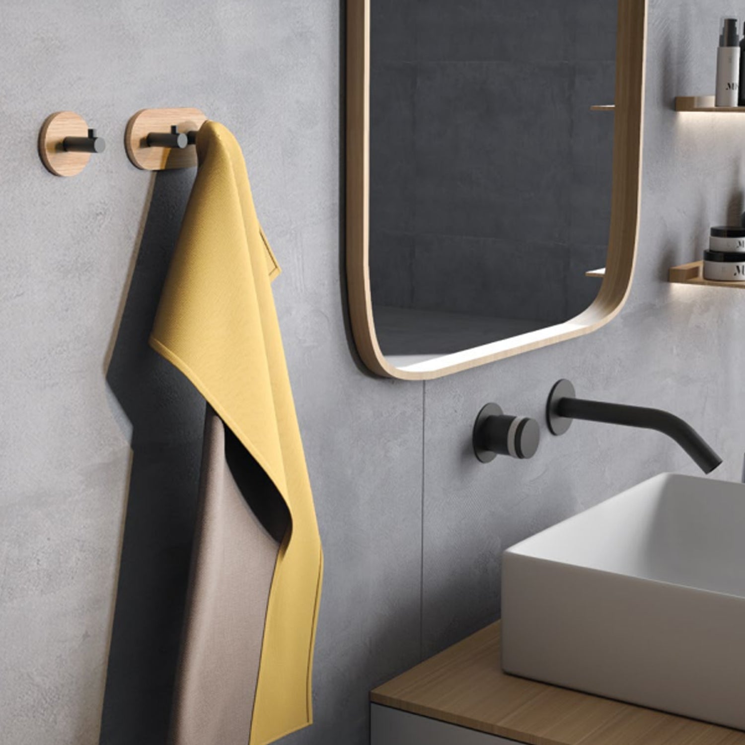Appendiabiti doppio modello Juncos tondo in bambà¹ e metallo by CeramicStore | Lo specialista del tuo bagno