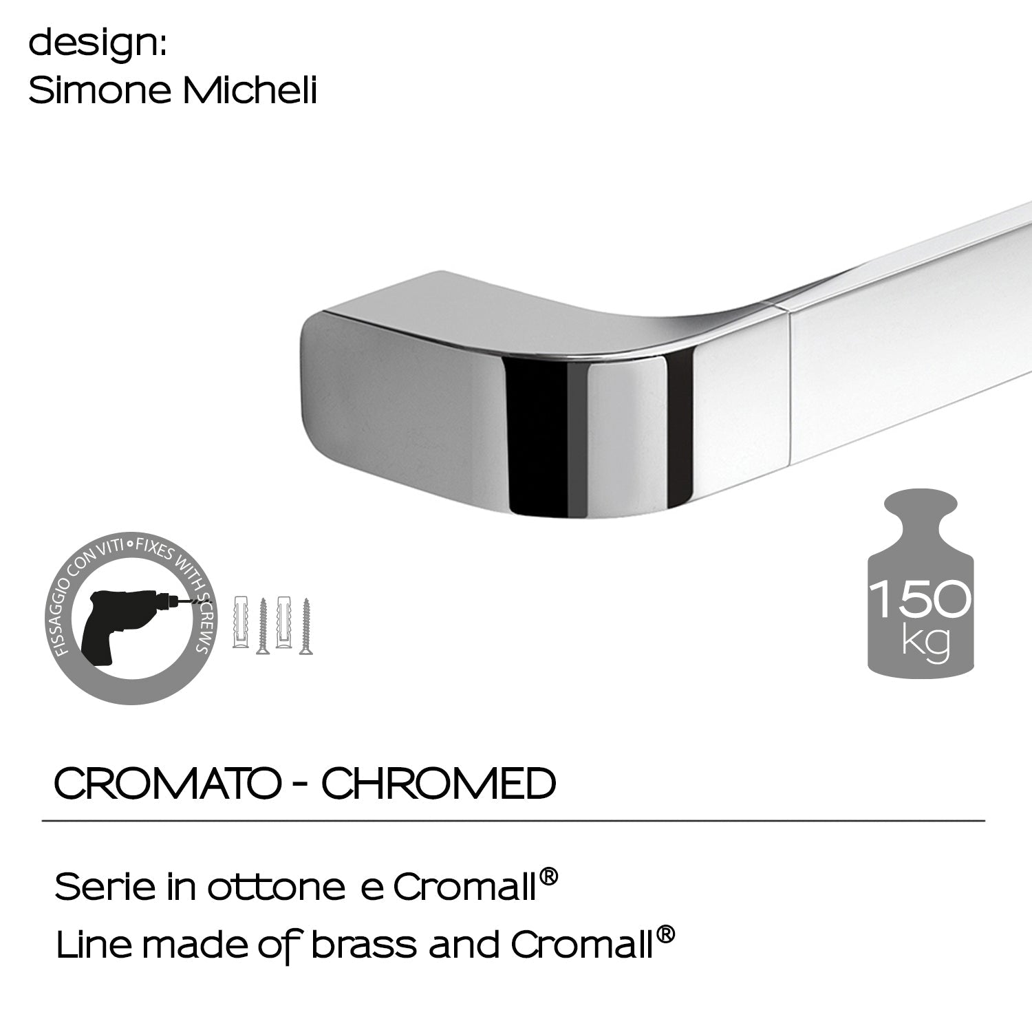  Portasalviette 35 cm in Ottone e Cromall Outline di Gedy - Cromato by CeramicStore | Lo specialista del tuo bagno