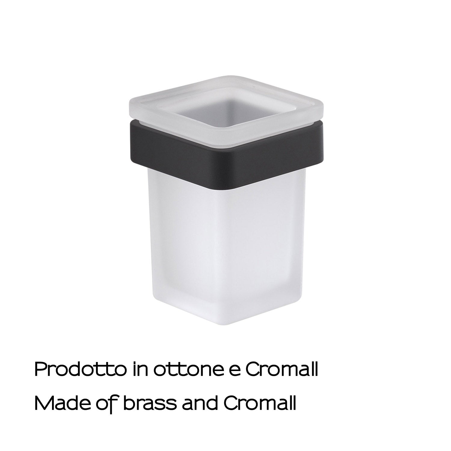  Portaspazzolini in Ottone e Cromall Gedy serie Samoa - Nero Matt