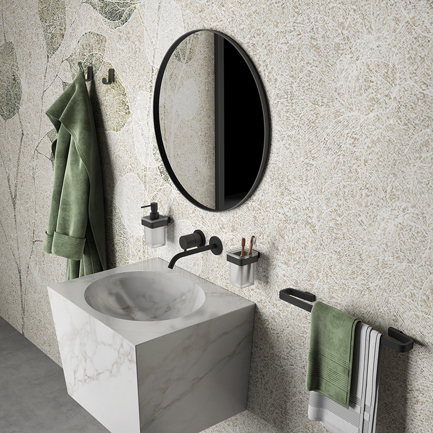  Portaspazzolini in Ottone e Cromall Gedy serie Samoa - Nero Matt