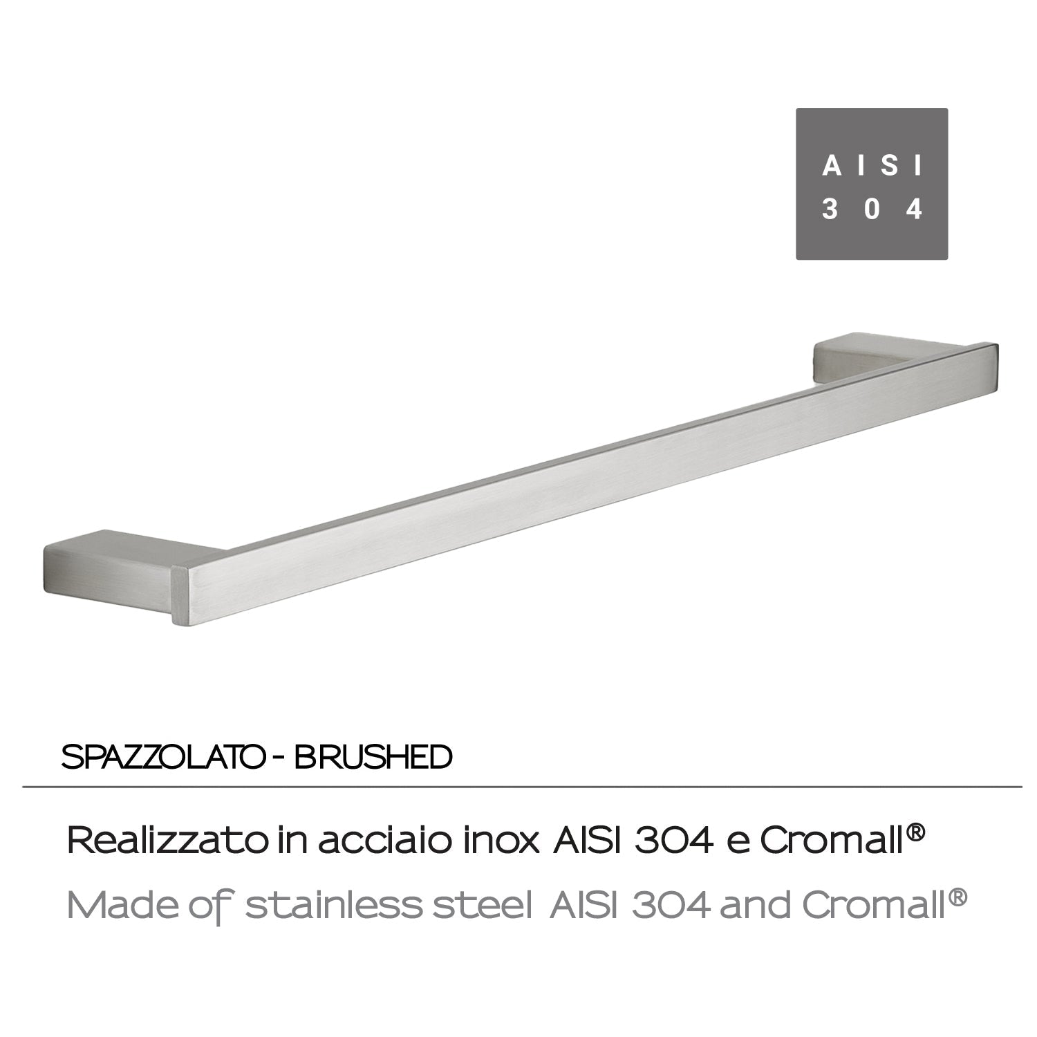  Portasalviette 60 cm in Acciaio Inox AISI 304 e Cromall Maui di Gedy - Spazzolato by CeramicStore | Lo specialista del tuo bagno