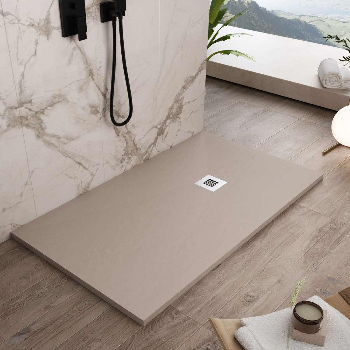 Piatto doccia rettangolare 70x120 in marmoresina sabbia modello Infinity Stone H 2,8 cm tutto pieno 3