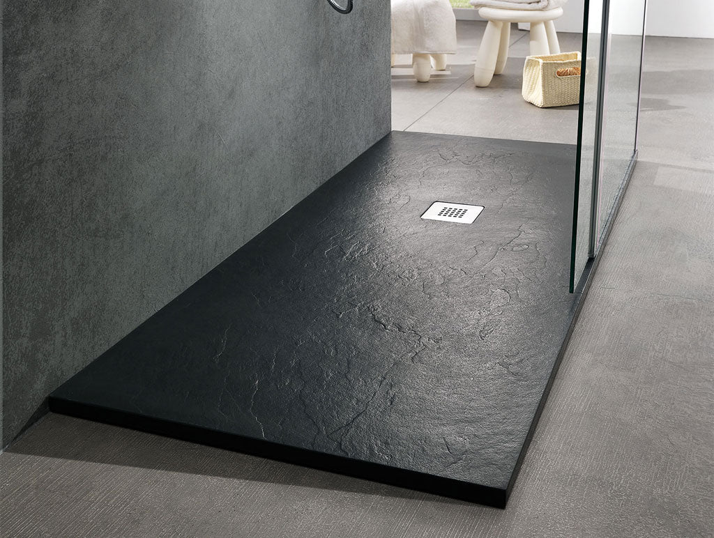 Piatto doccia rettangolare 70x100 in marmoresina Grafite DocciaGO modello Infinity Stone H 2,8 cm tutto pieno 3