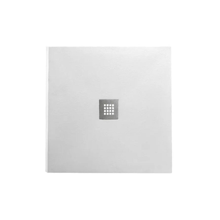 Piatto doccia quadrato 80x80 in marmoresina DocciaGo  bianco modello Infinity Stone H 2,8 cm tutto pieno 2