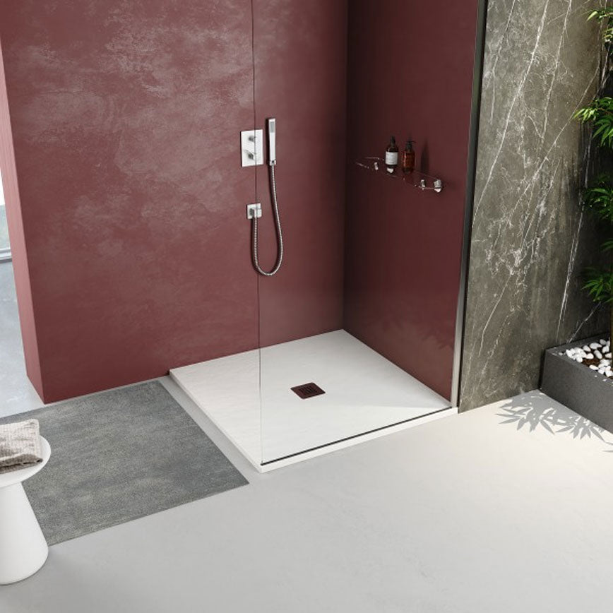 Piatto doccia quadrato 80x80 in marmoresina DocciaGo  bianco modello Infinity Stone H 2,8 cm tutto pieno