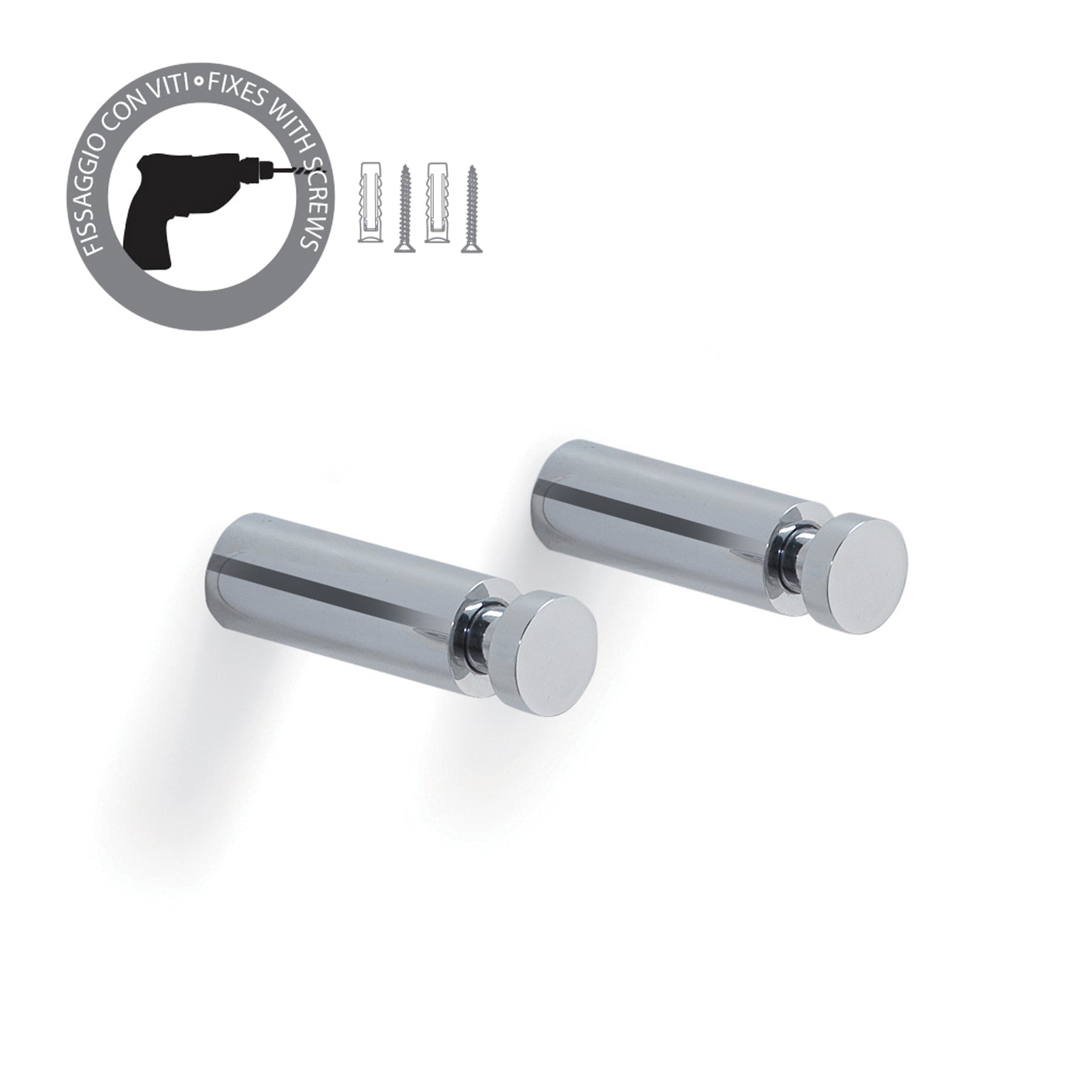  Appendiabiti 2 pezzi lunghi tondi in ottone modello Cordelia di Gedy - Cromato by CeramicStore | Lo specialista del tuo bagno