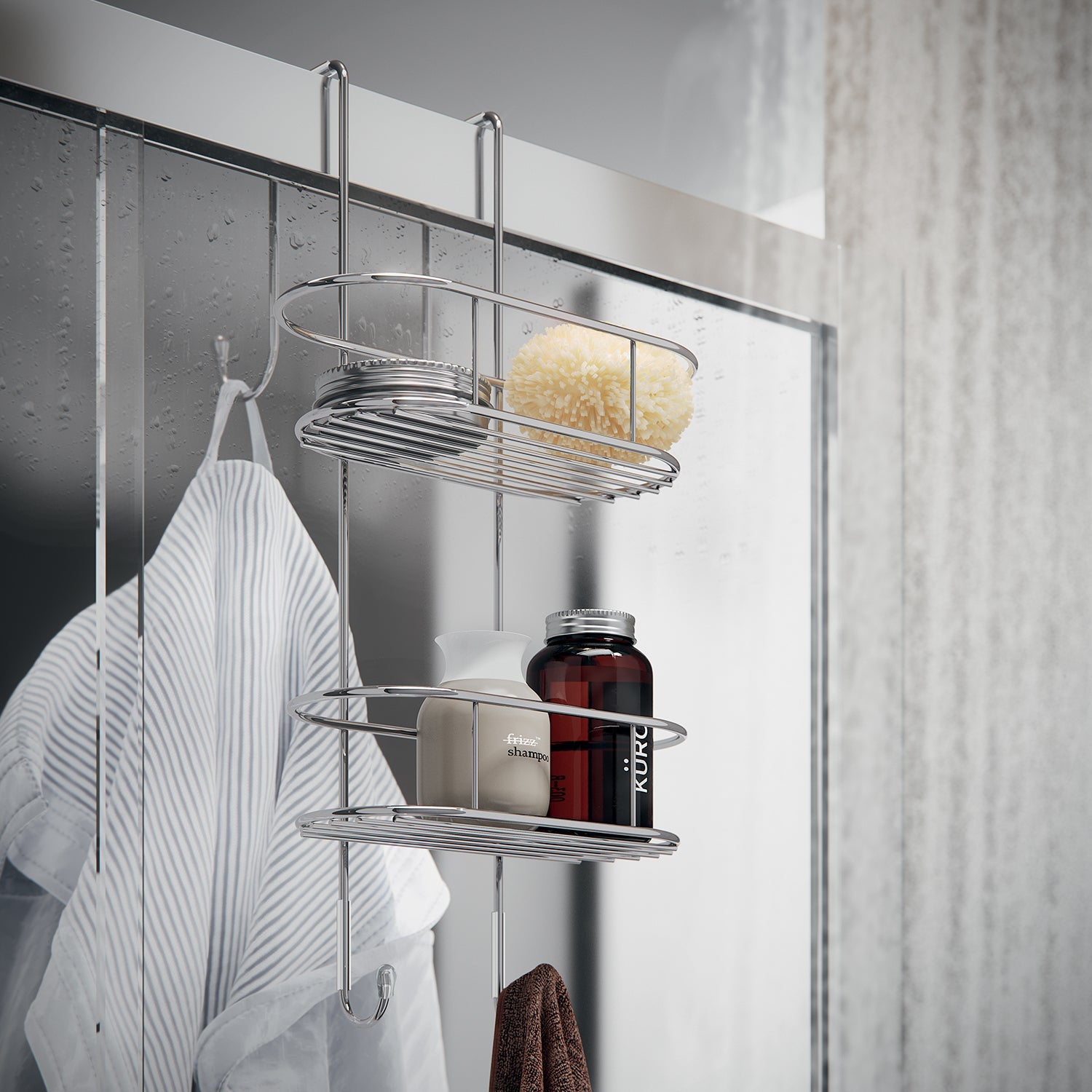  Portaoggetti doccia ovale appendibile a 2 ripiani di Gedy modello Tito - Cromato by CeramicStore | Lo specialista del tuo bagno