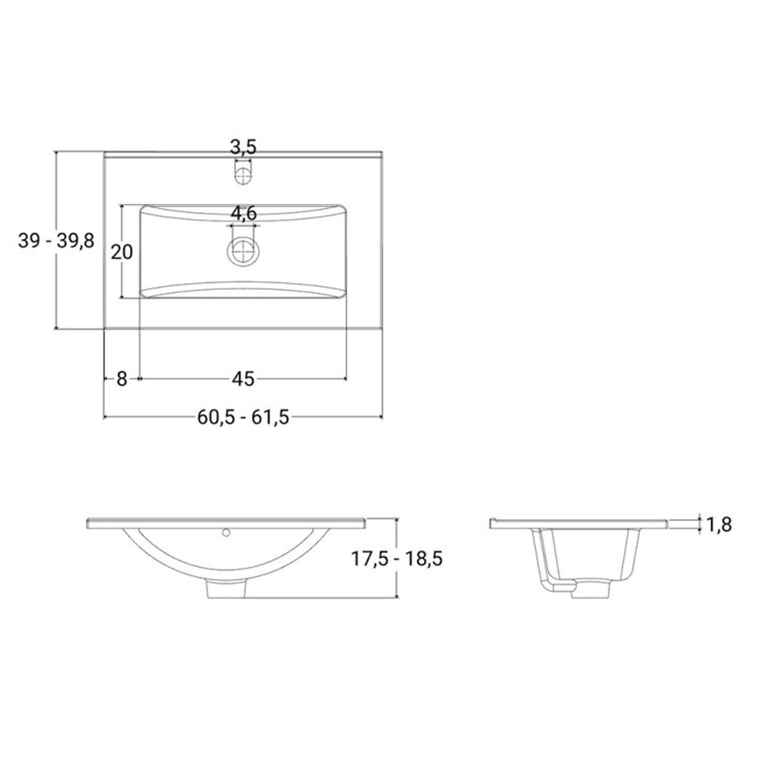 Composizione bagno Cubi&Co serie Grace 60 cm con consolle in ceramica - Bianco lucido 2