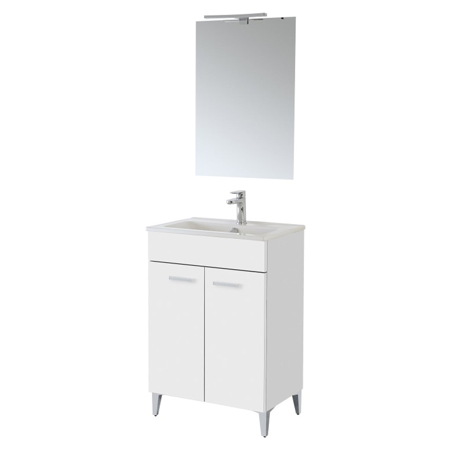 Composizione bagno Cubi&Co serie Grace 60 cm con consolle in ceramica - Bianco lucido