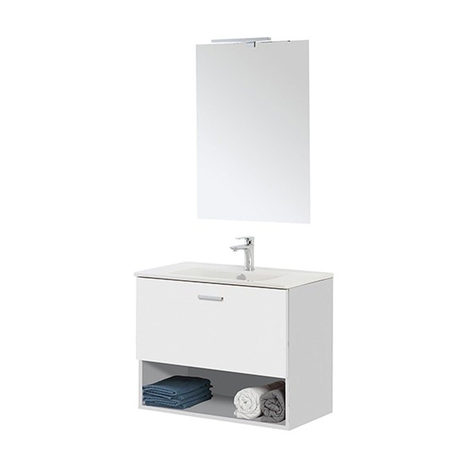 Composizione bagno sospesa Cubi&Co serie Grace 80x40 cm con vano a giorno - Bianco lucido