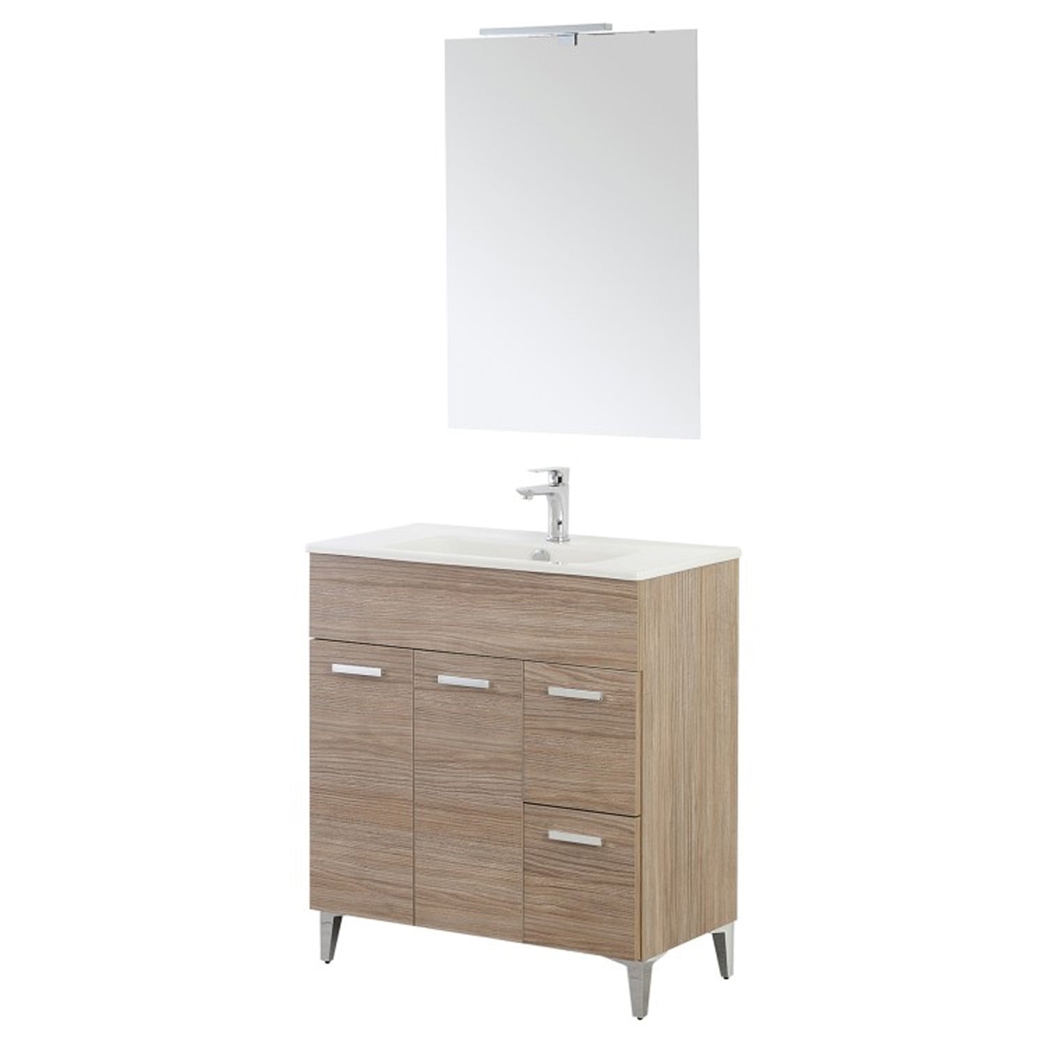 Composizione bagno da terra Cubi&Co serie Grace 80 cm con due cassetti e due ante - Rovere Tropea