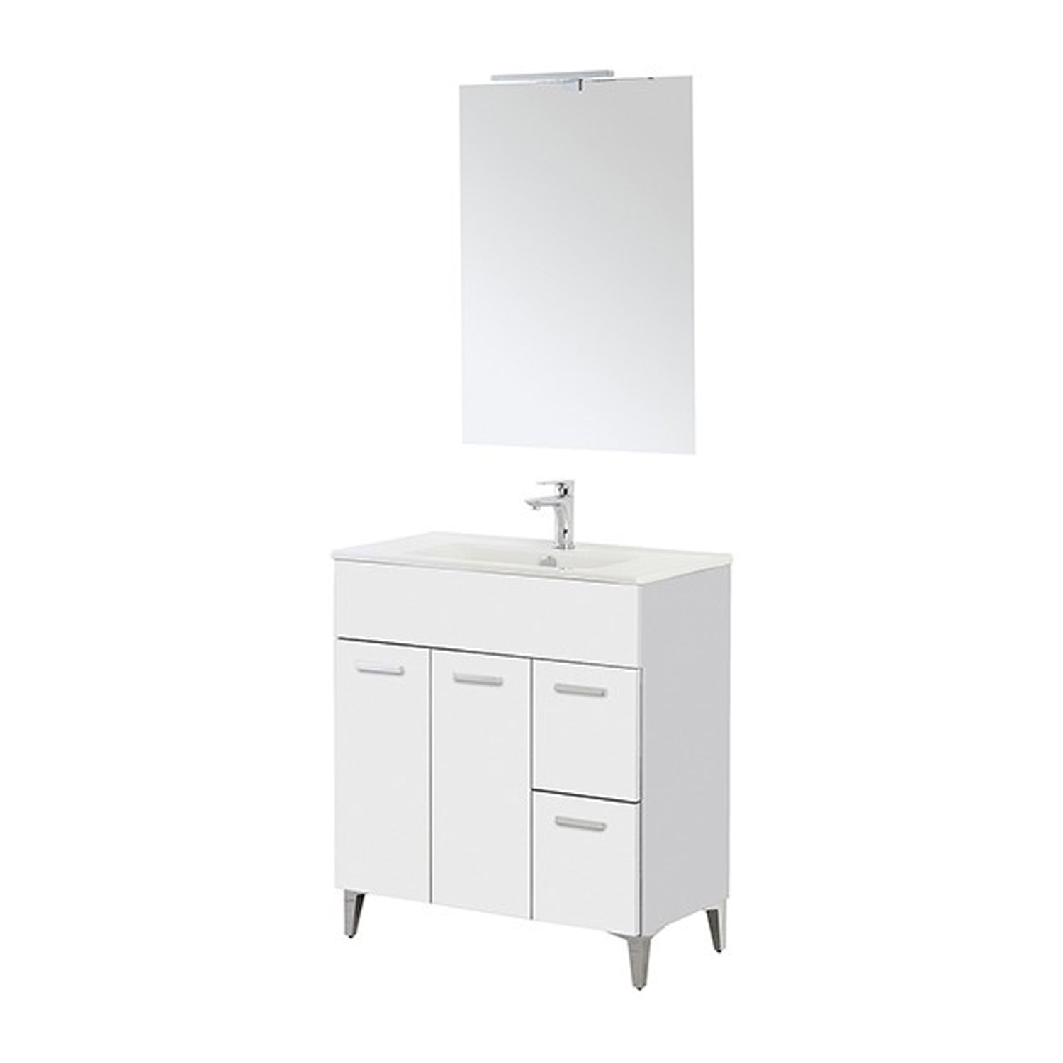 Composizione bagno da terra Cubi&Co serie Grace 80 cm con due cassetti e due ante - Bianco lucido