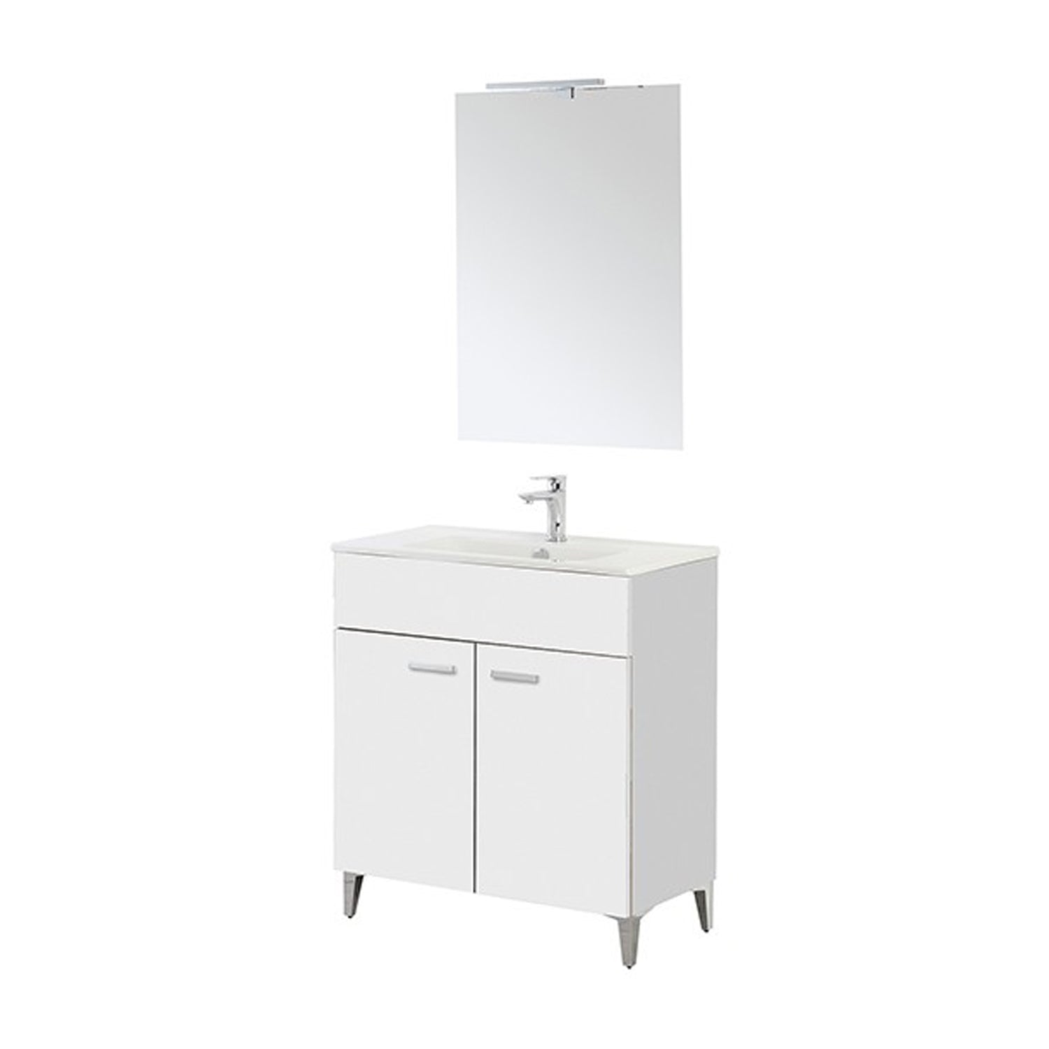 Composizione bagno Cubi&Co serie Grace 80 cm con consolle in ceramica - Bianco lucido