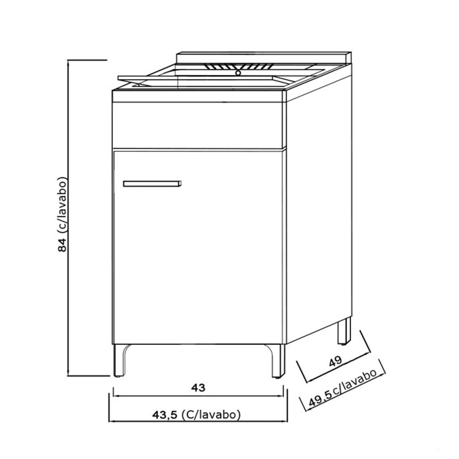 Mobile lavatoio da terra Cubi&Co linea Star 45 cm con vasca in resina - Larice 3