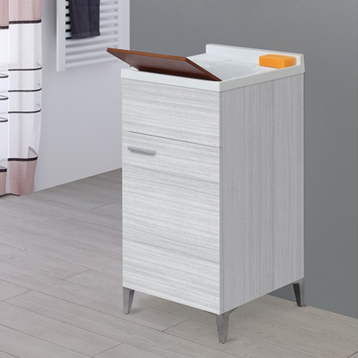 Mobile lavatoio da terra Cubi&Co linea Star 45 cm con vasca in resina - Grigio