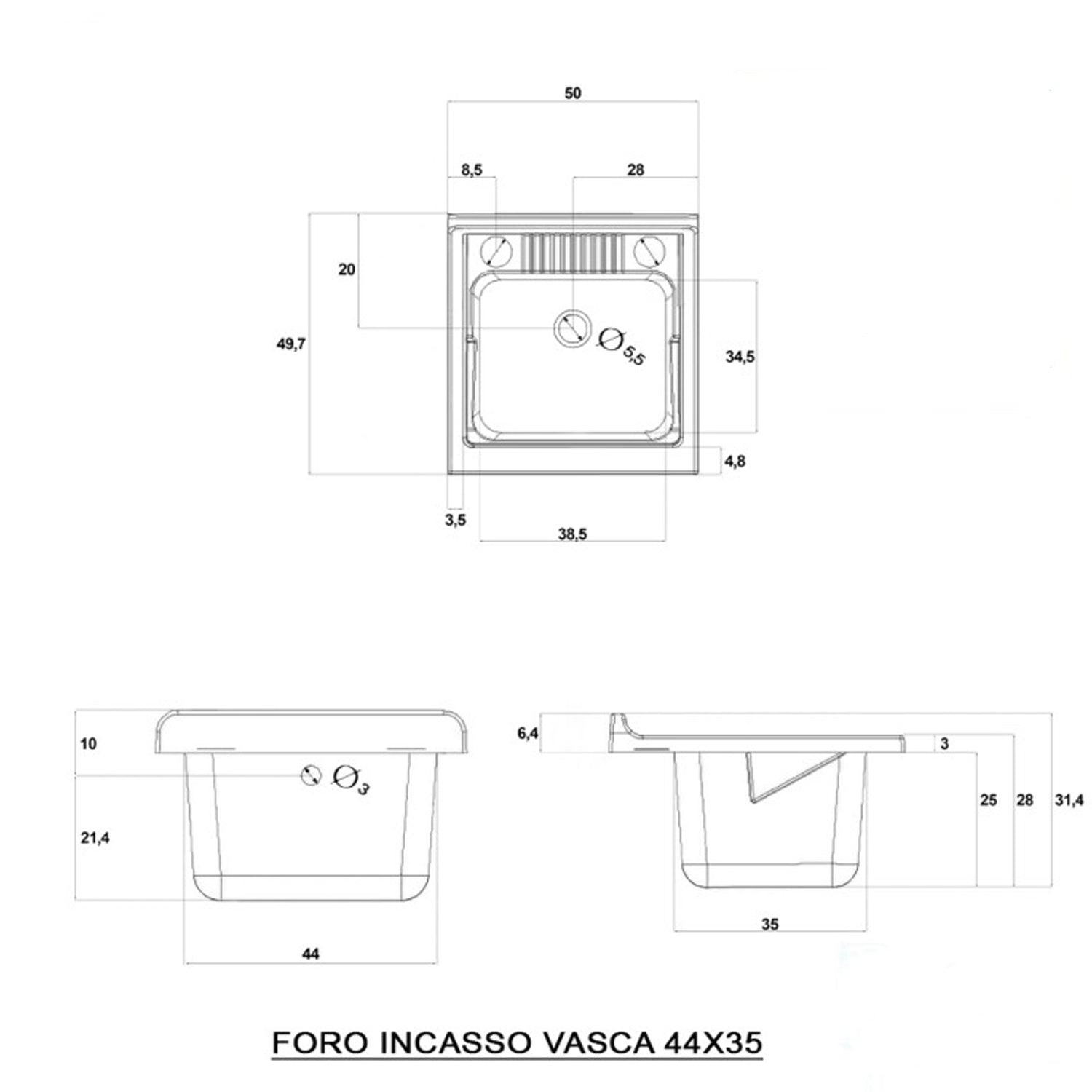 Mobile lavatoio da terra Cubi&Co linea Star 50 cm con vasca in resina - Grigio 3