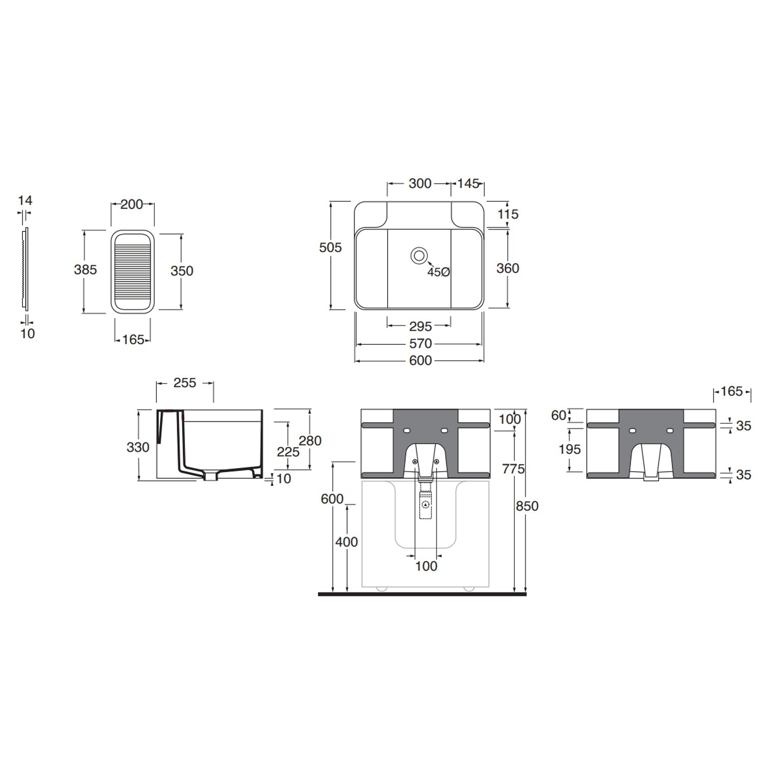  Lavabo sospeso Azzurra Anfibio 60x50 cm con piano in legno - Bianco lucido by CeramicStore | Lo specialista del tuo bagno