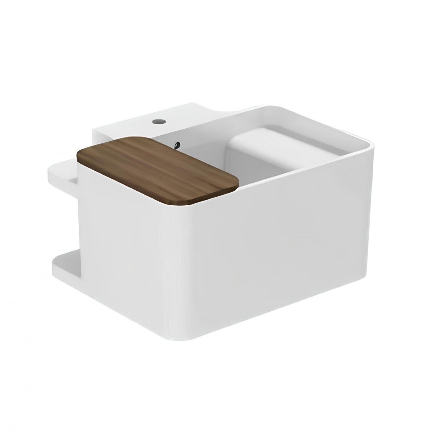 Lavabo sospeso Azzurra Anfibio 60x50 cm con piano in legno con foro rubinetteria - Bianco lucido by CeramicStore | Lo specialista del tuo bagno