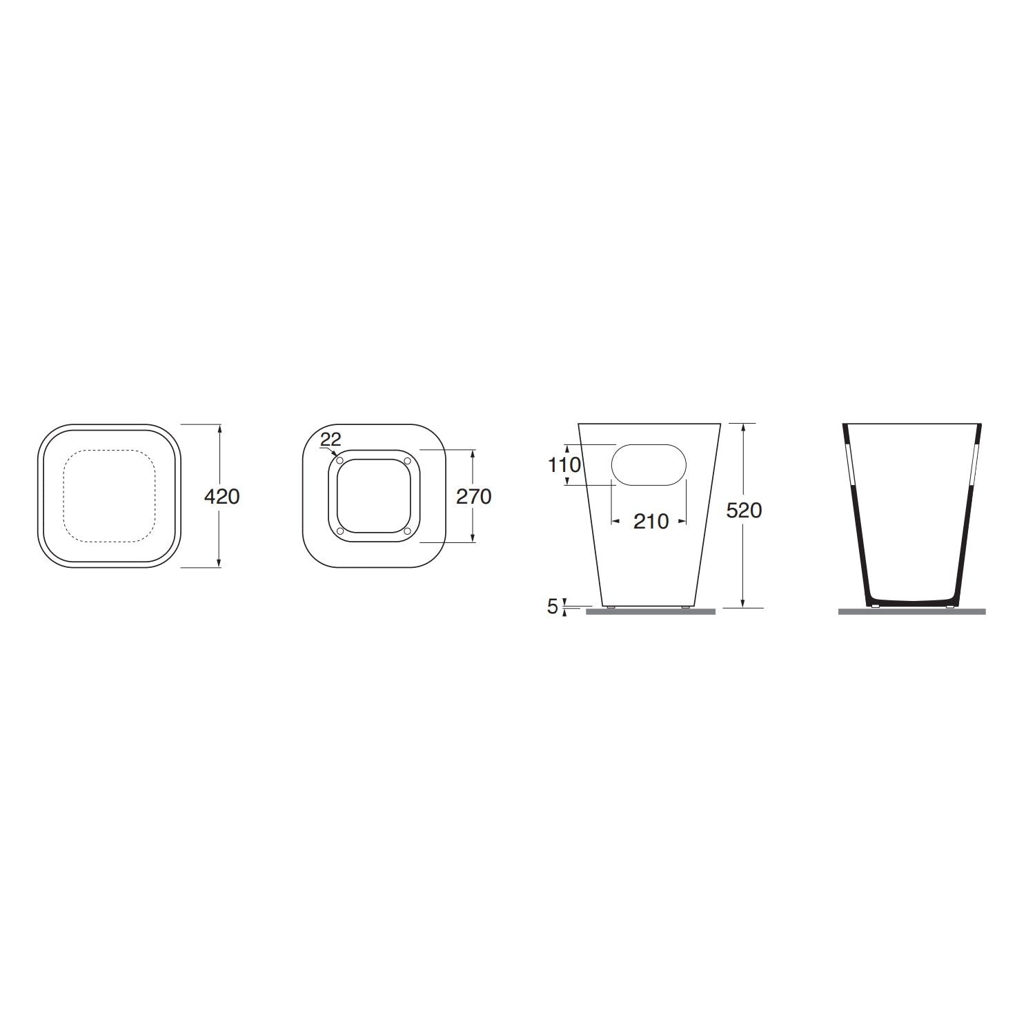  Lavabo Azzurra Tandem con cesto contenitore 44x43 cm - Bianco lucido by CeramicStore | Lo specialista del tuo bagno