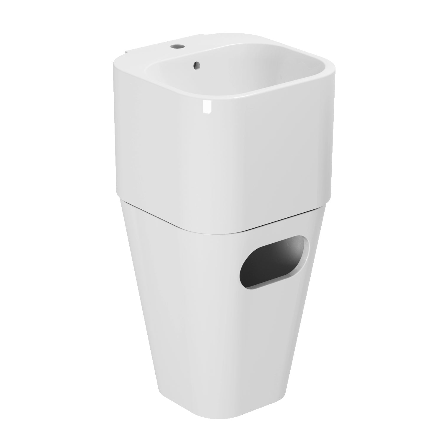 Lavabo Azzurra Tandem con cesto contenitore e foro rubinetteria 44x43 cm - Bianco lucido by CeramicStore | Lo specialista del tuo bagno
