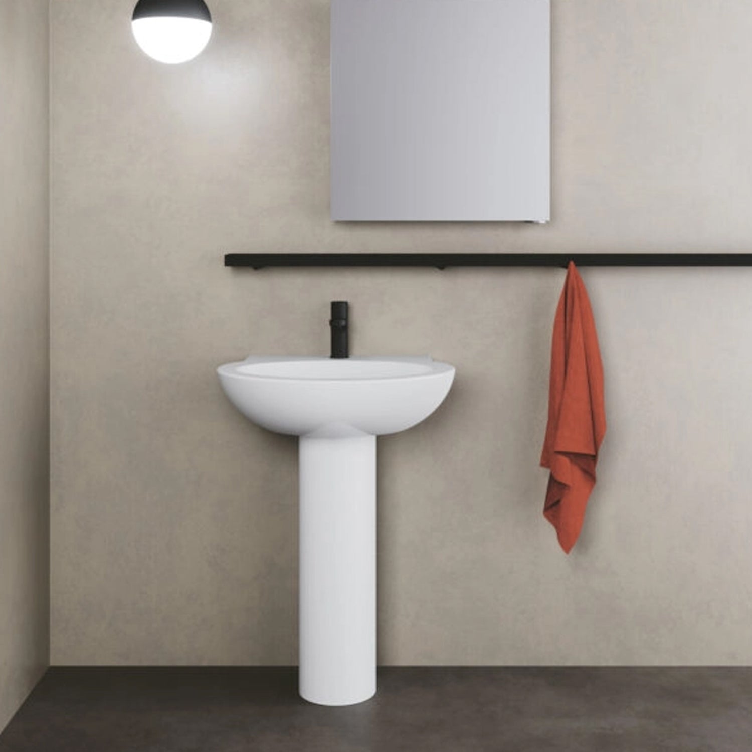  Lavabo Azzurra Clik con colonna 60x51xH88 cm con foro rubinetteria - Bianco lucido