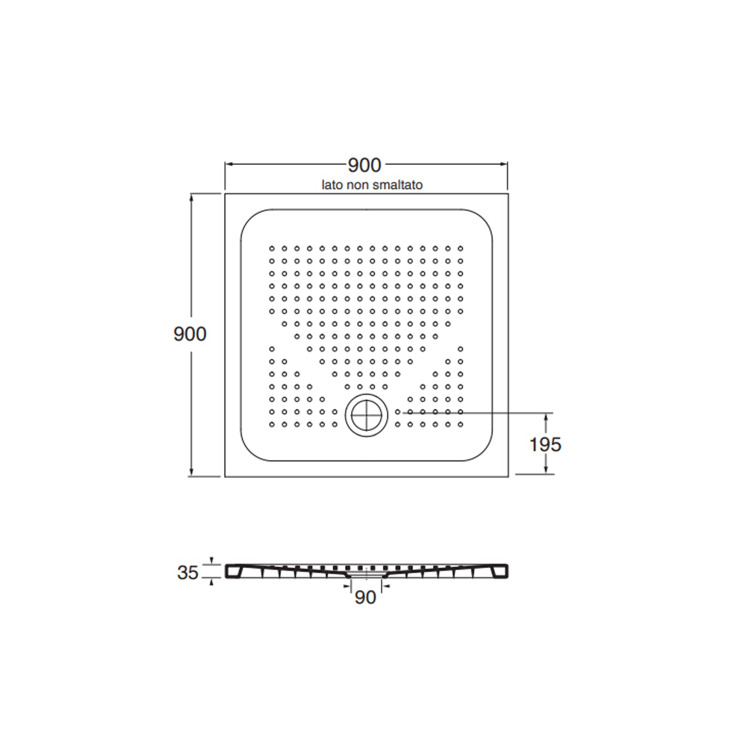  Piatto doccia in ceramica 90x90cm Azzurra serie Relax - Bianco lucido by CeramicStore | Lo specialista del tuo bagno