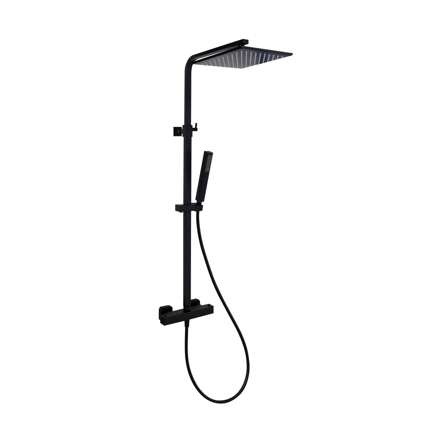 Colonna doccia e soffione in acciaio nero