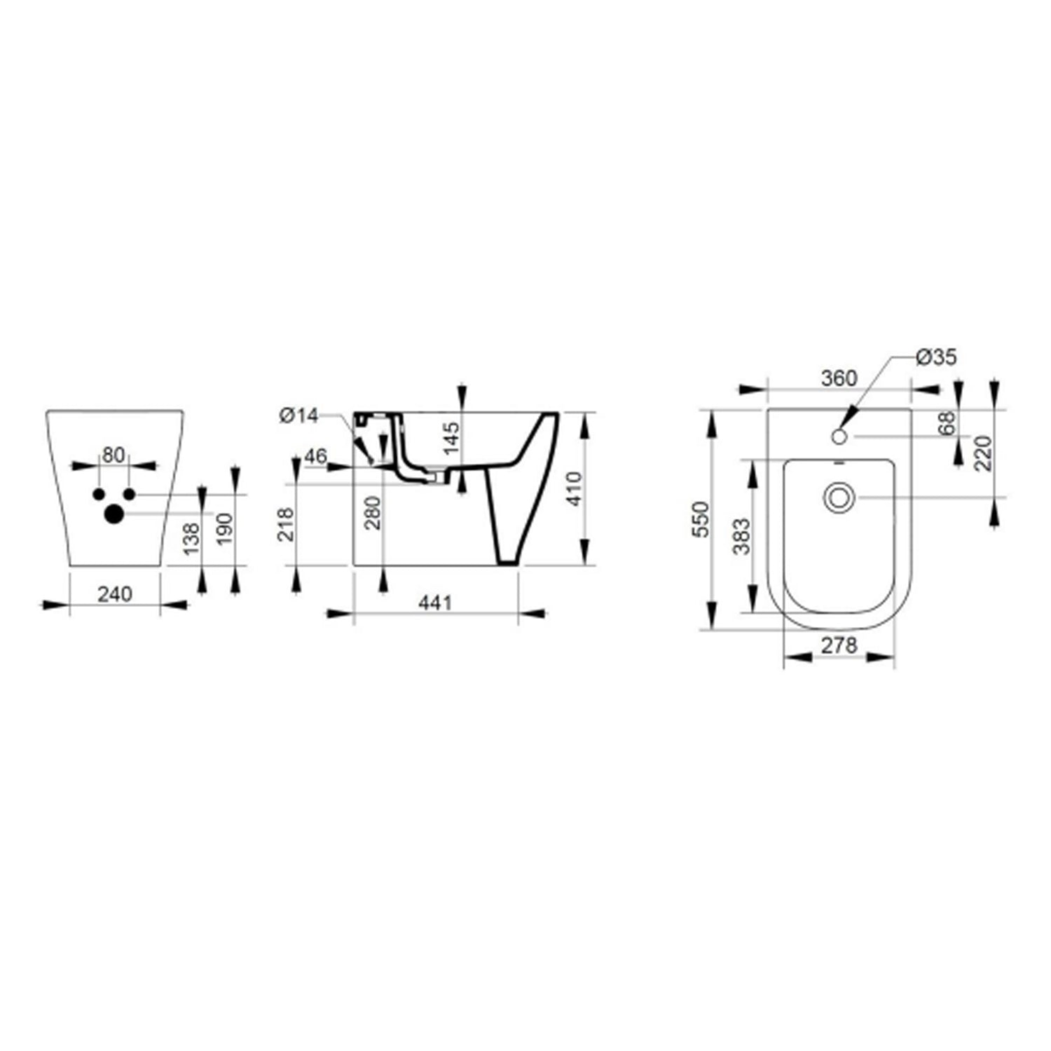  Coppia sanitari filomuro con scarico Traslato Ceramica Dolomite modello Mirto 55x36 cm con sedile Softclose
