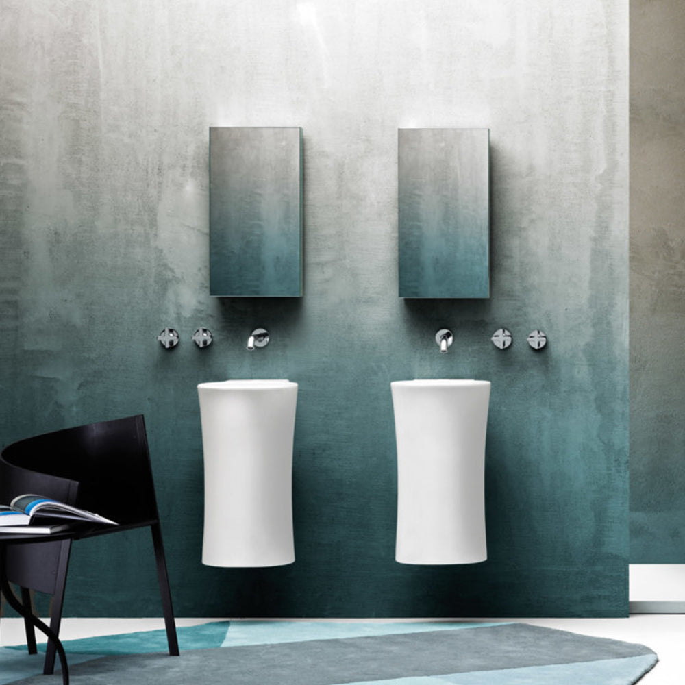  Lavabo lavamani sospeso Nativo Ceramica Azzurra senza foro rubinetto - Bianco lucido by CeramicStore | Lo specialista del tuo bagno