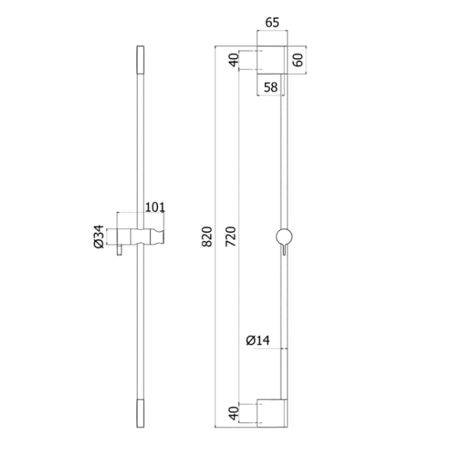 Rampa saliscendi Paffoni con asta in metallo, supporti a muro e supporto scorrevole 2